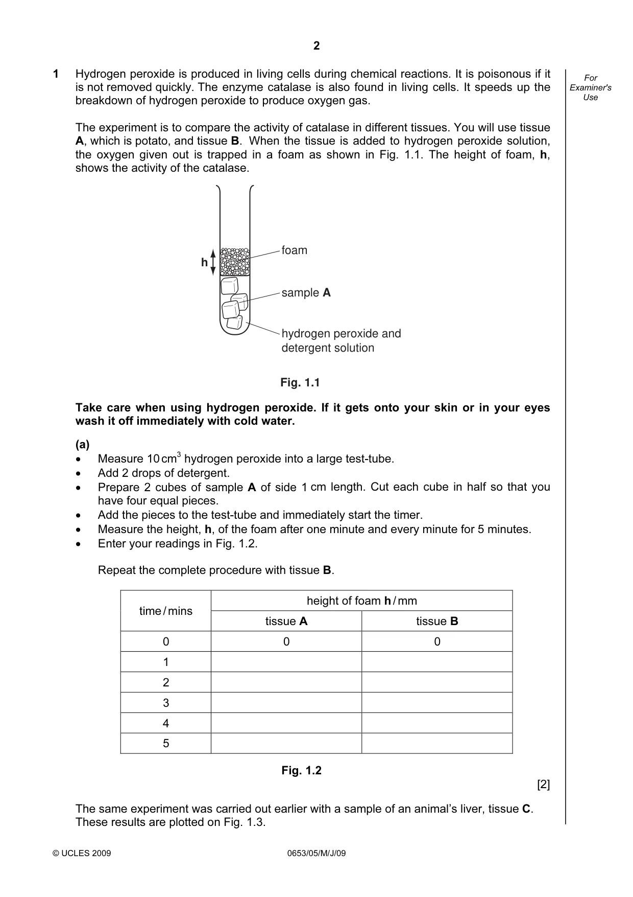 Cambridge IGCSE Science - Combined 0653 2009 May/June Paper 5 · Variant 1 question paper, page 2 of 8