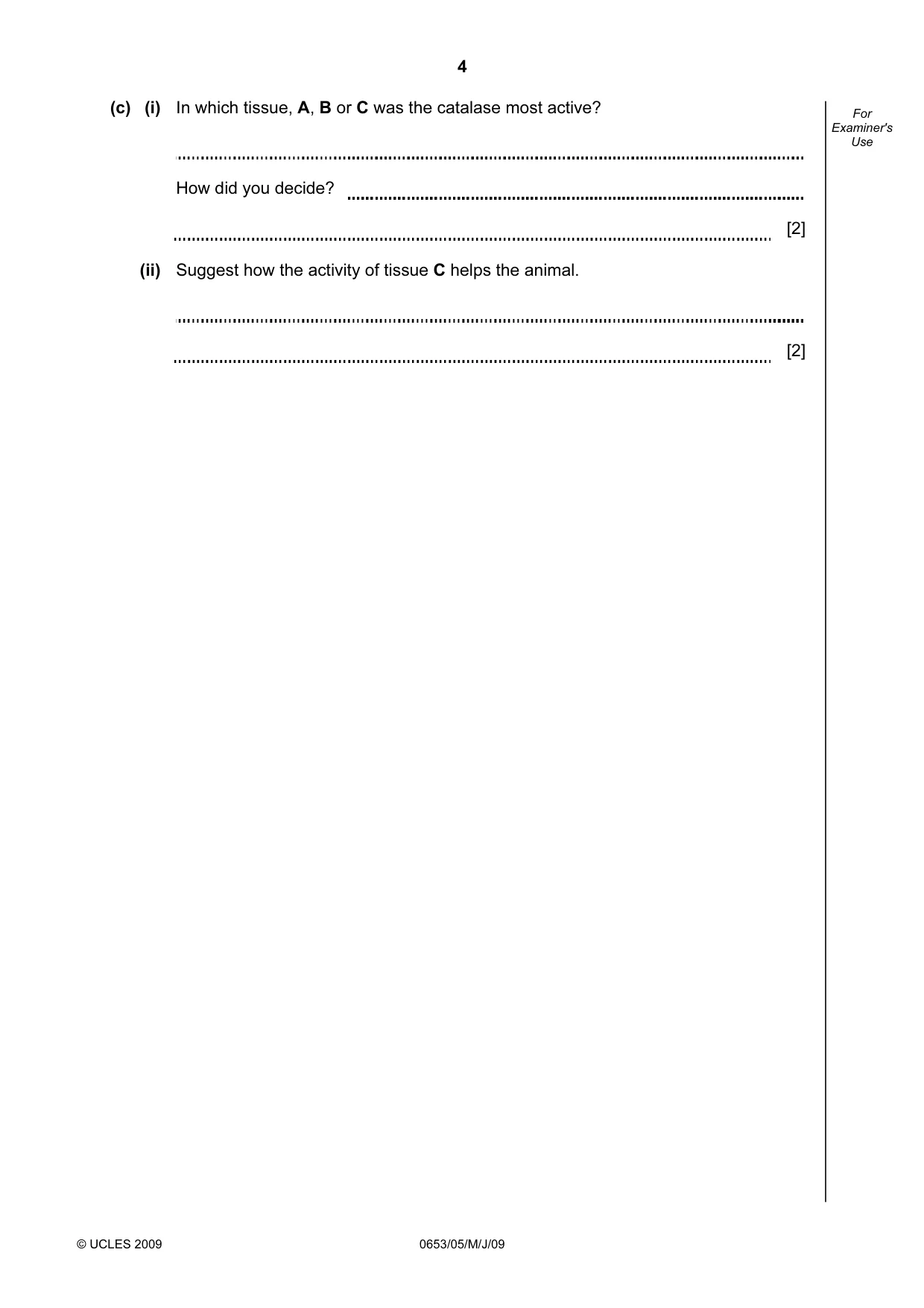 Cambridge IGCSE Science - Combined 0653 2009 May/June Paper 5 · Variant 1 question paper, page 4 of 8