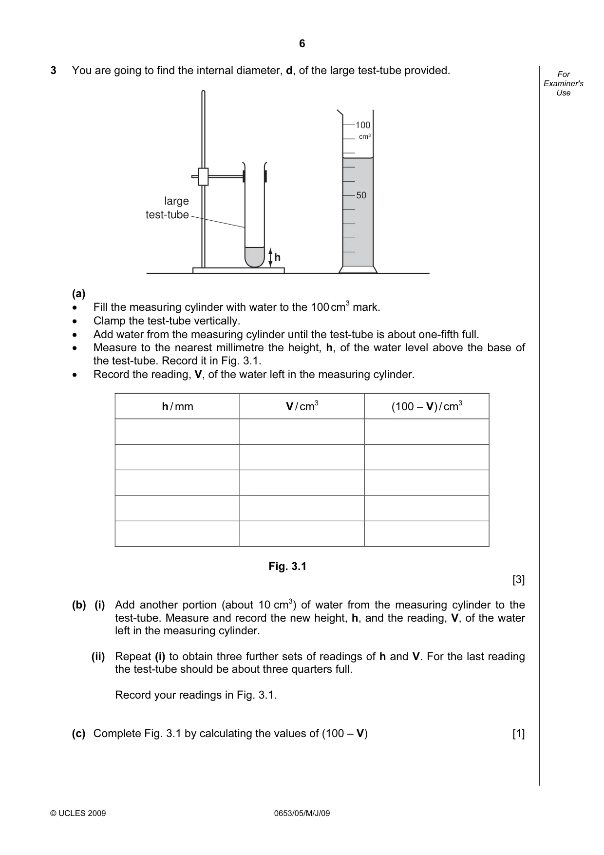 Cambridge IGCSE Science - Combined 0653 2009 May/June Paper 5 · Variant 1 question paper, page 6 of 8