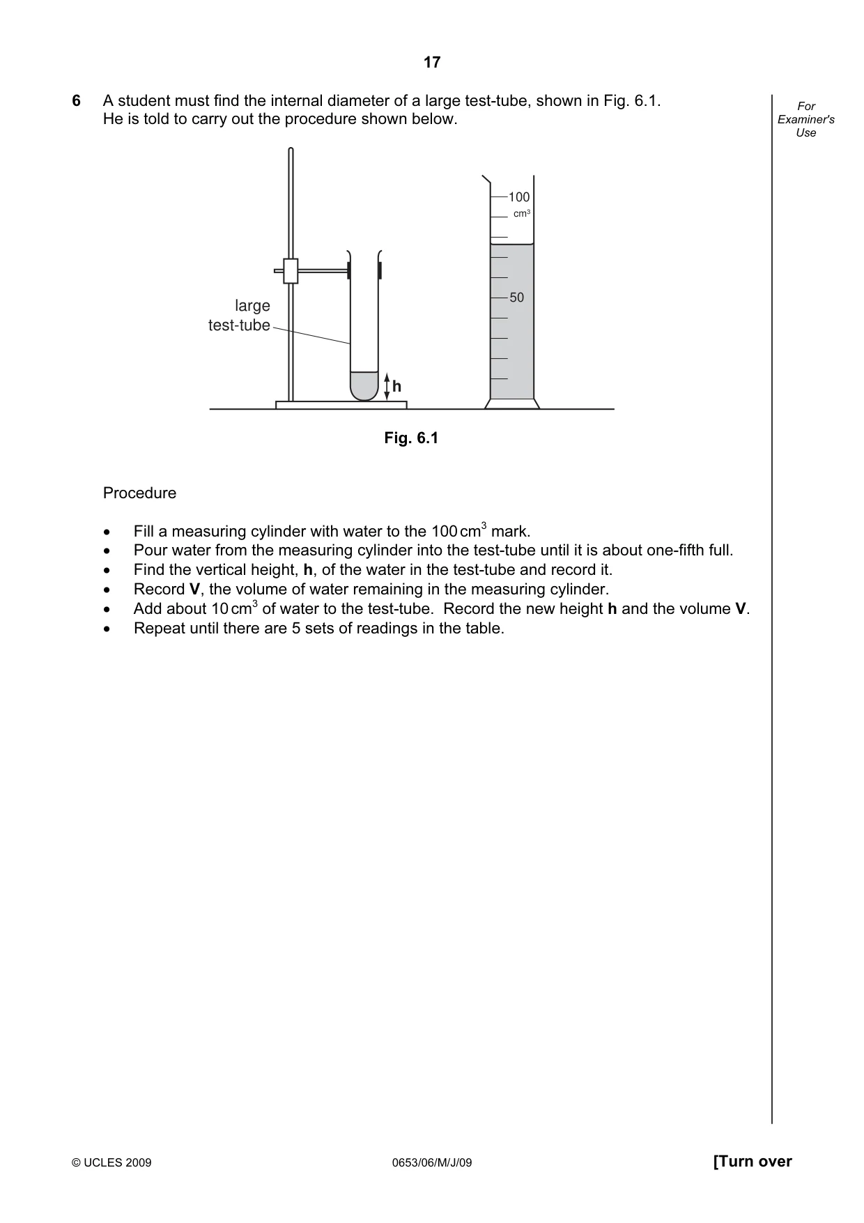 Cambridge IGCSE Science - Combined 0653 2009 May/June Paper 6 · Variant 1 question paper, page 17 of 20