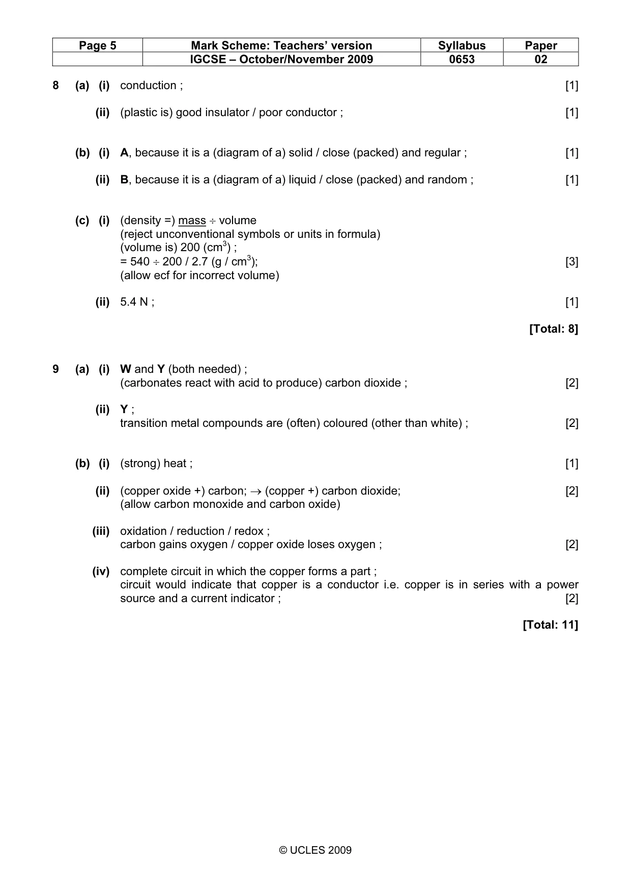 Mark scheme, page 5 of 5