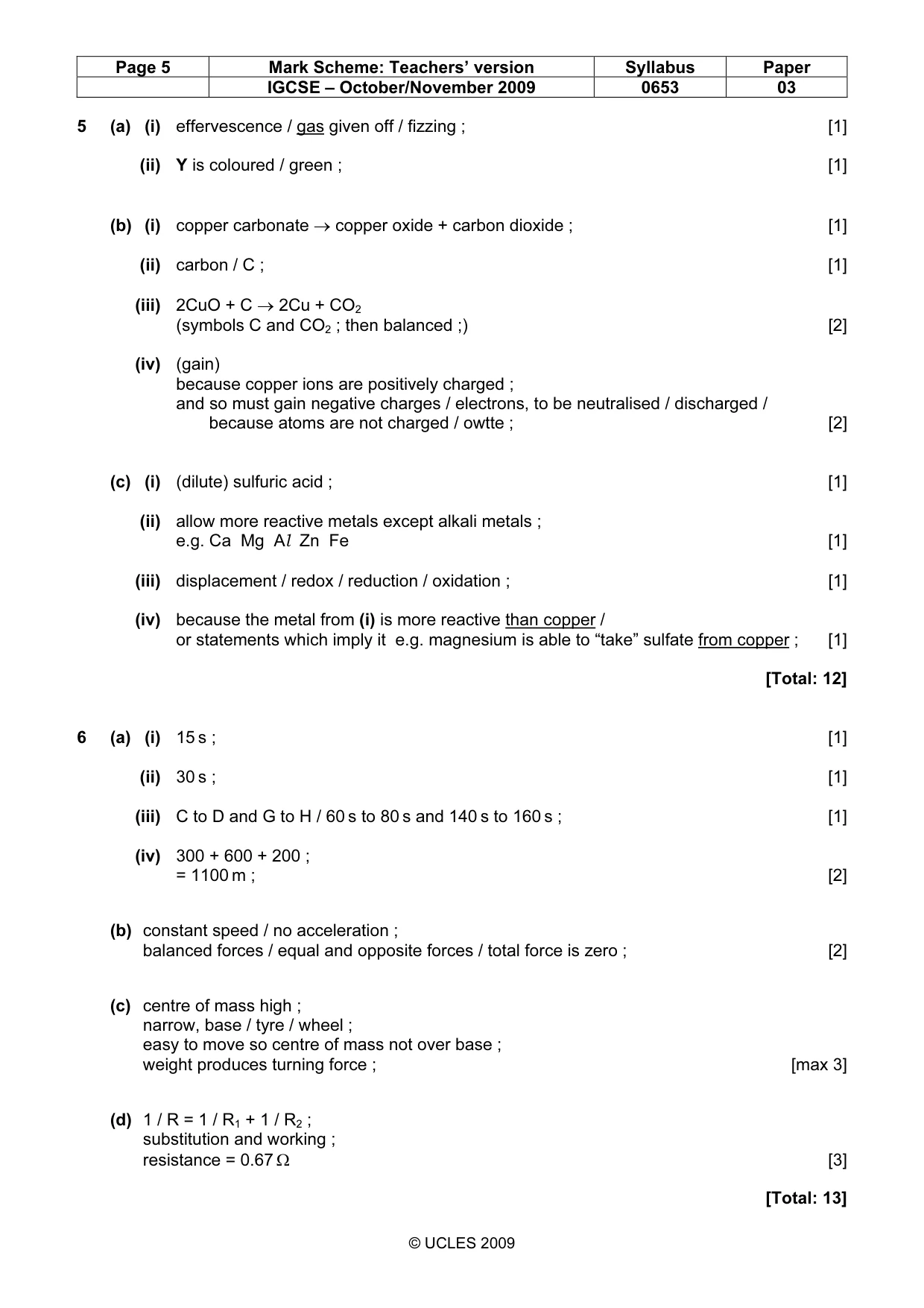 Mark scheme, page 5 of 6