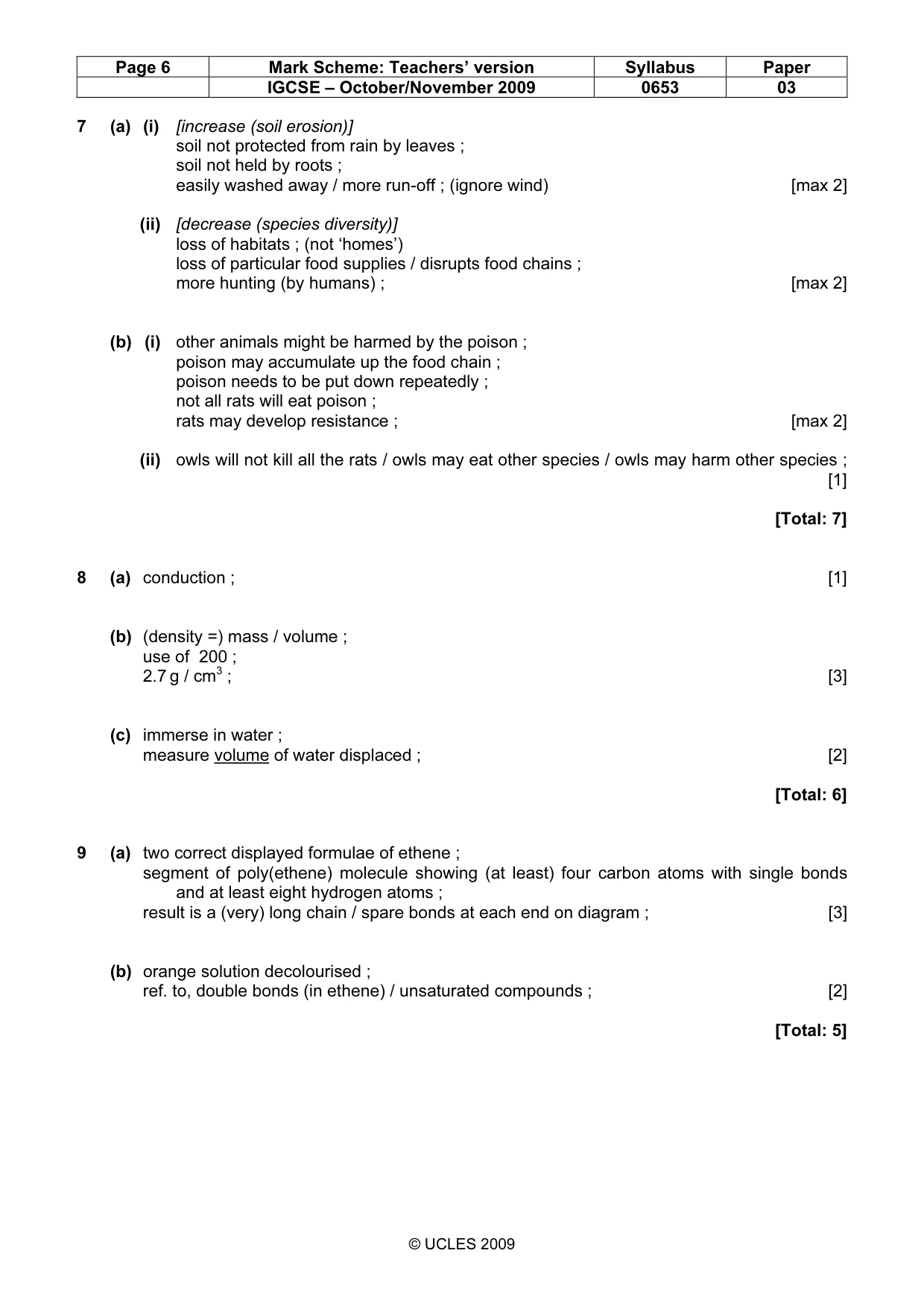 Mark scheme, page 6 of 6