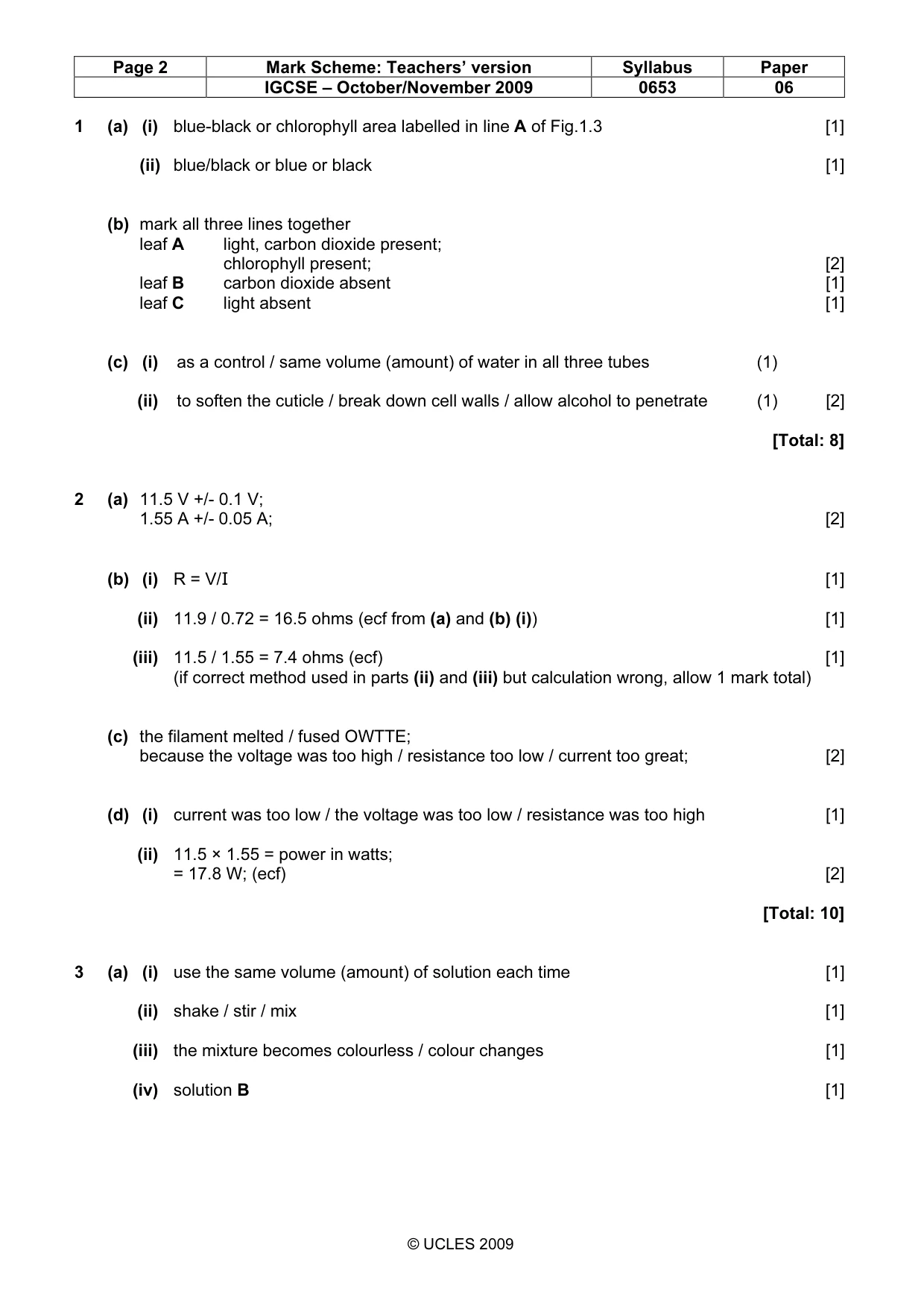 Mark scheme, page 2 of 4