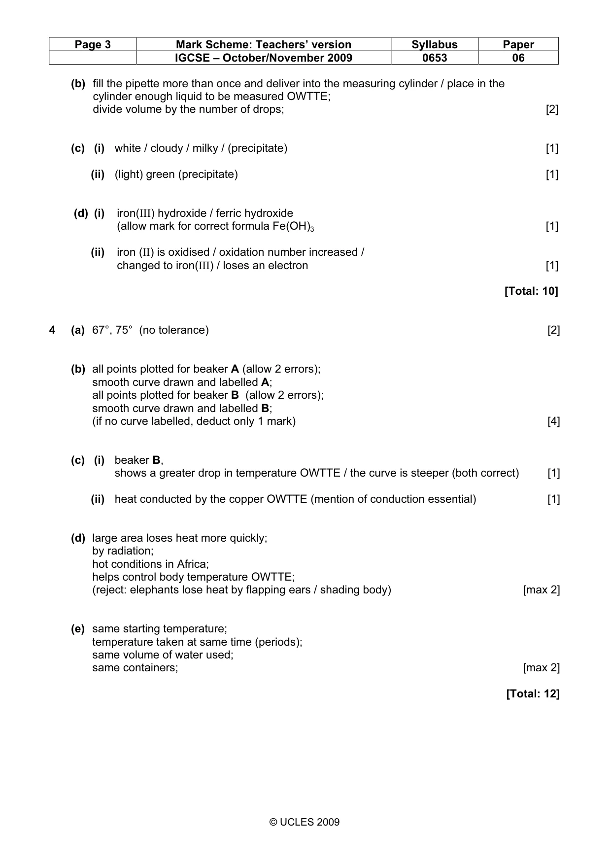 Mark scheme, page 3 of 4