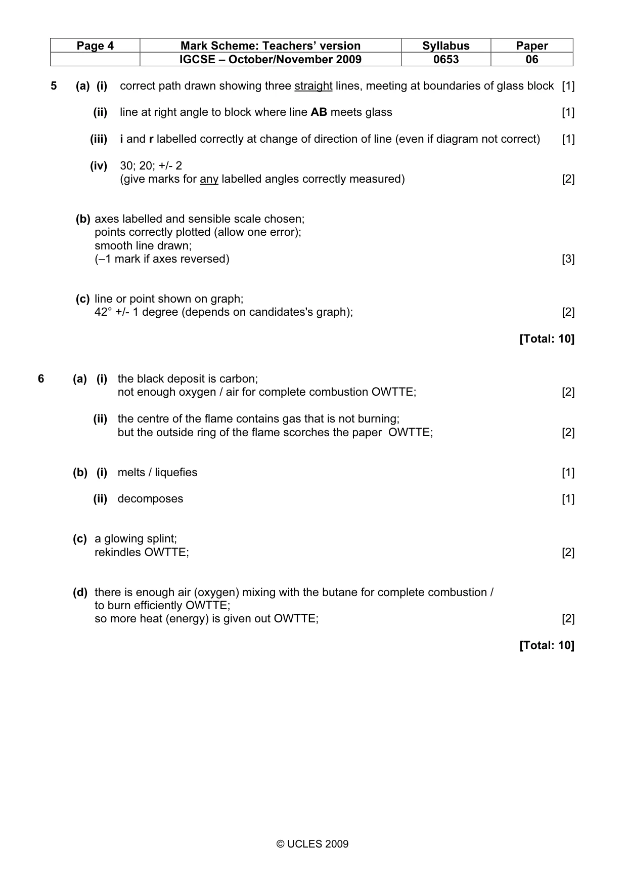 Mark scheme, page 4 of 4