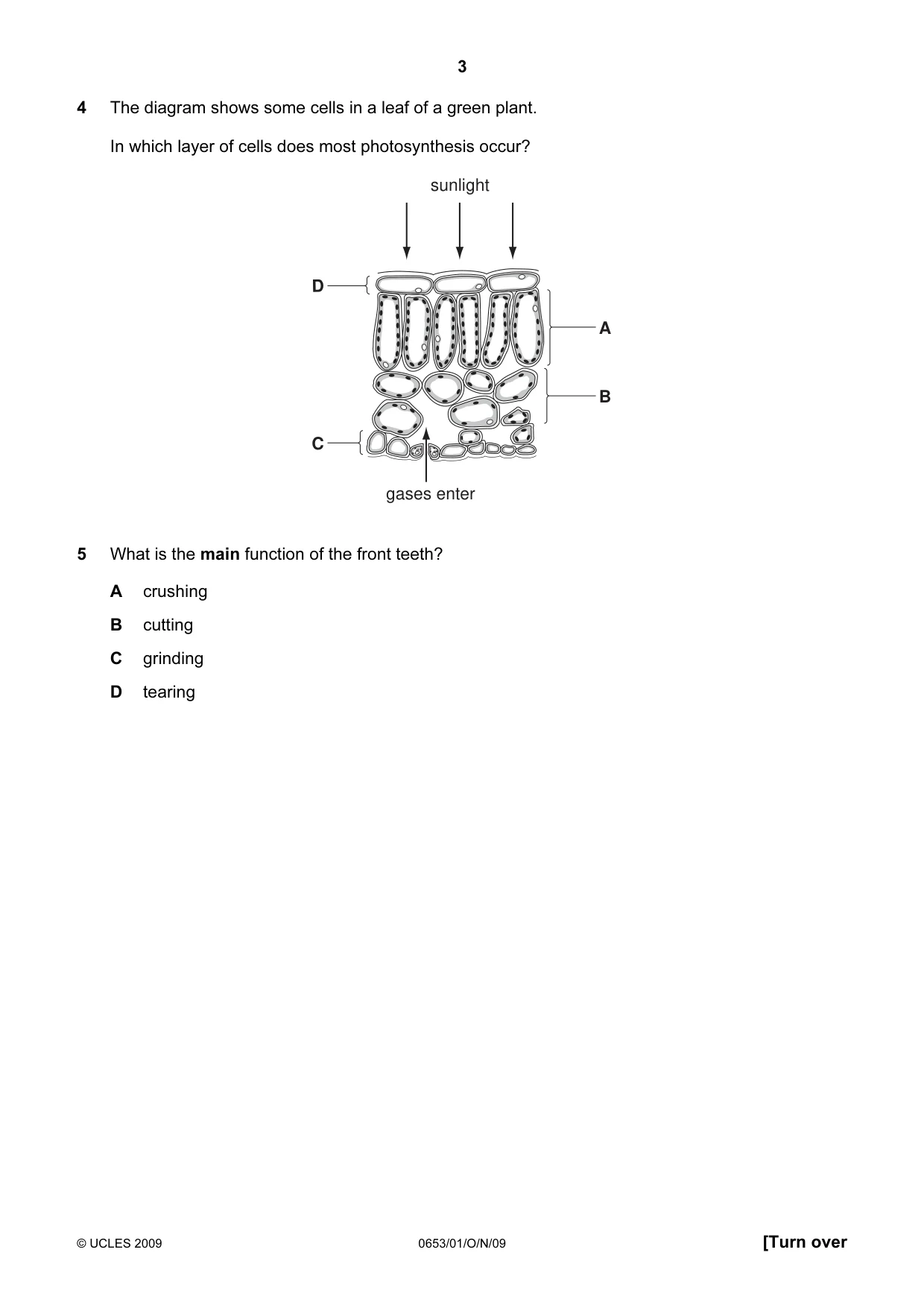 Cambridge IGCSE Science - Combined 0653 2009 Oct/Nov Paper 1 · Variant 1 question paper, page 3 of 20