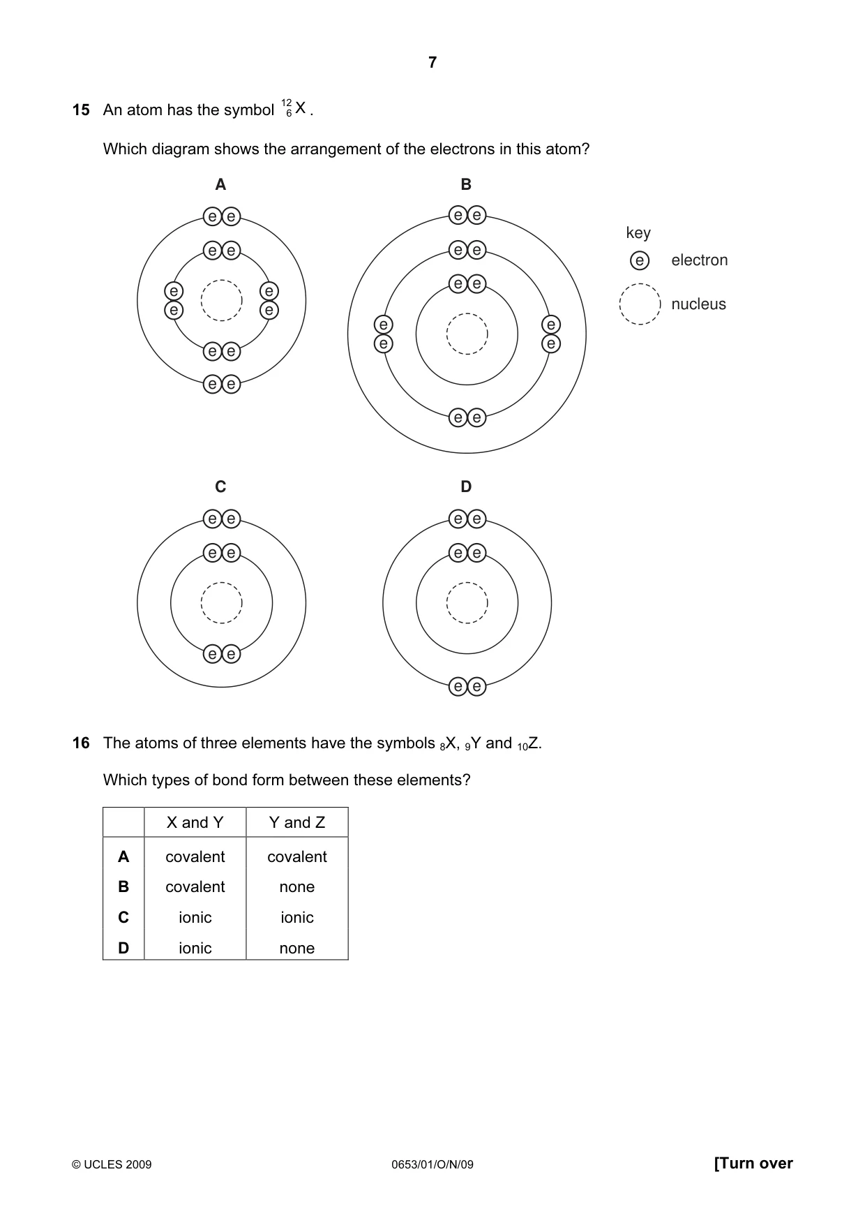 Cambridge IGCSE Science - Combined 0653 2009 Oct/Nov Paper 1 · Variant 1 question paper, page 7 of 20