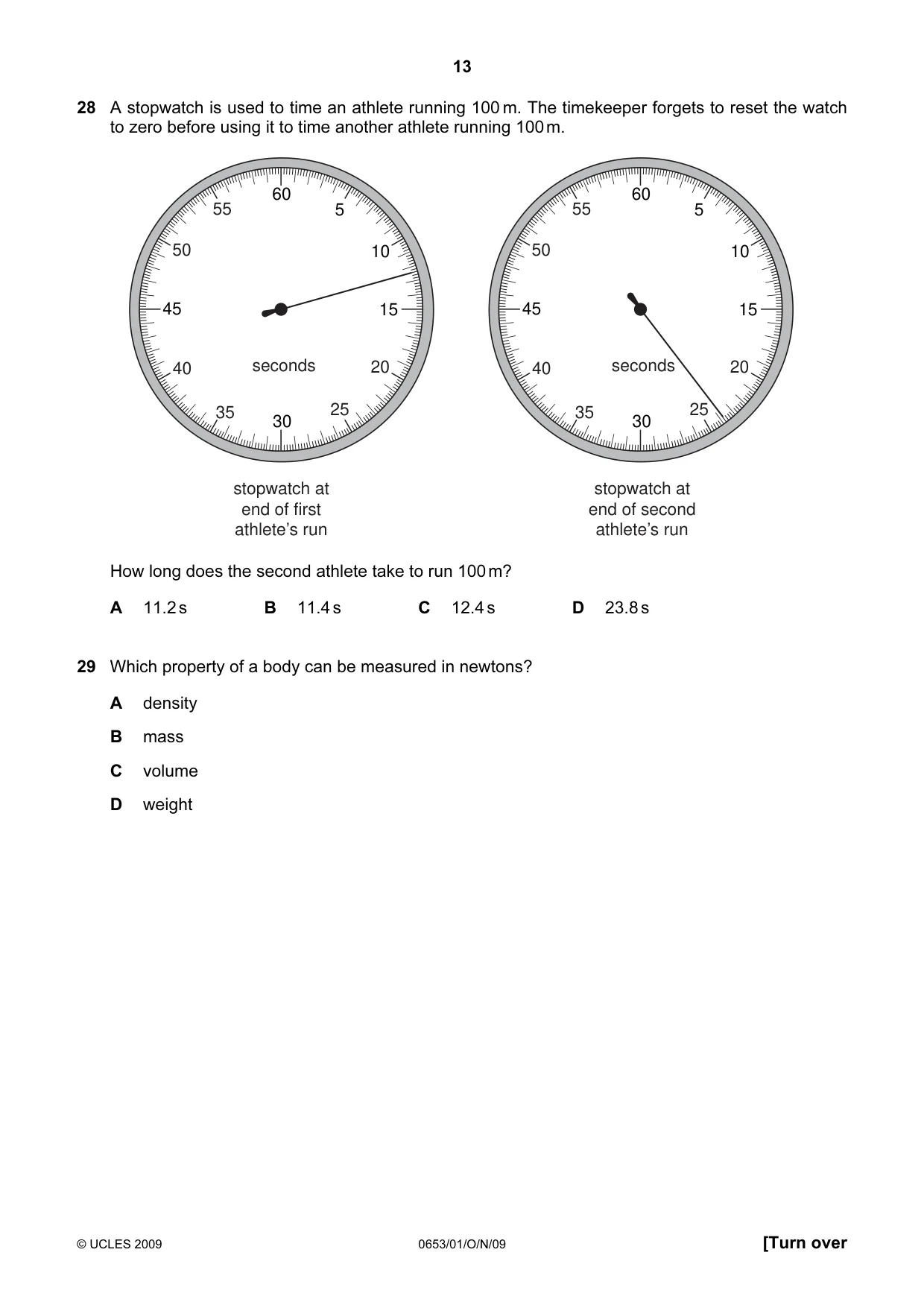 Cambridge IGCSE Science - Combined 0653 2009 Oct/Nov Paper 1 · Variant 1 question paper, page 13 of 20