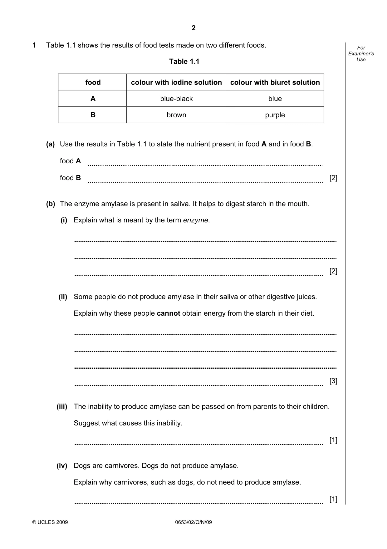 Cambridge IGCSE Science - Combined 0653 2009 Oct/Nov Paper 2 · Variant 1 question paper, page 2 of 20