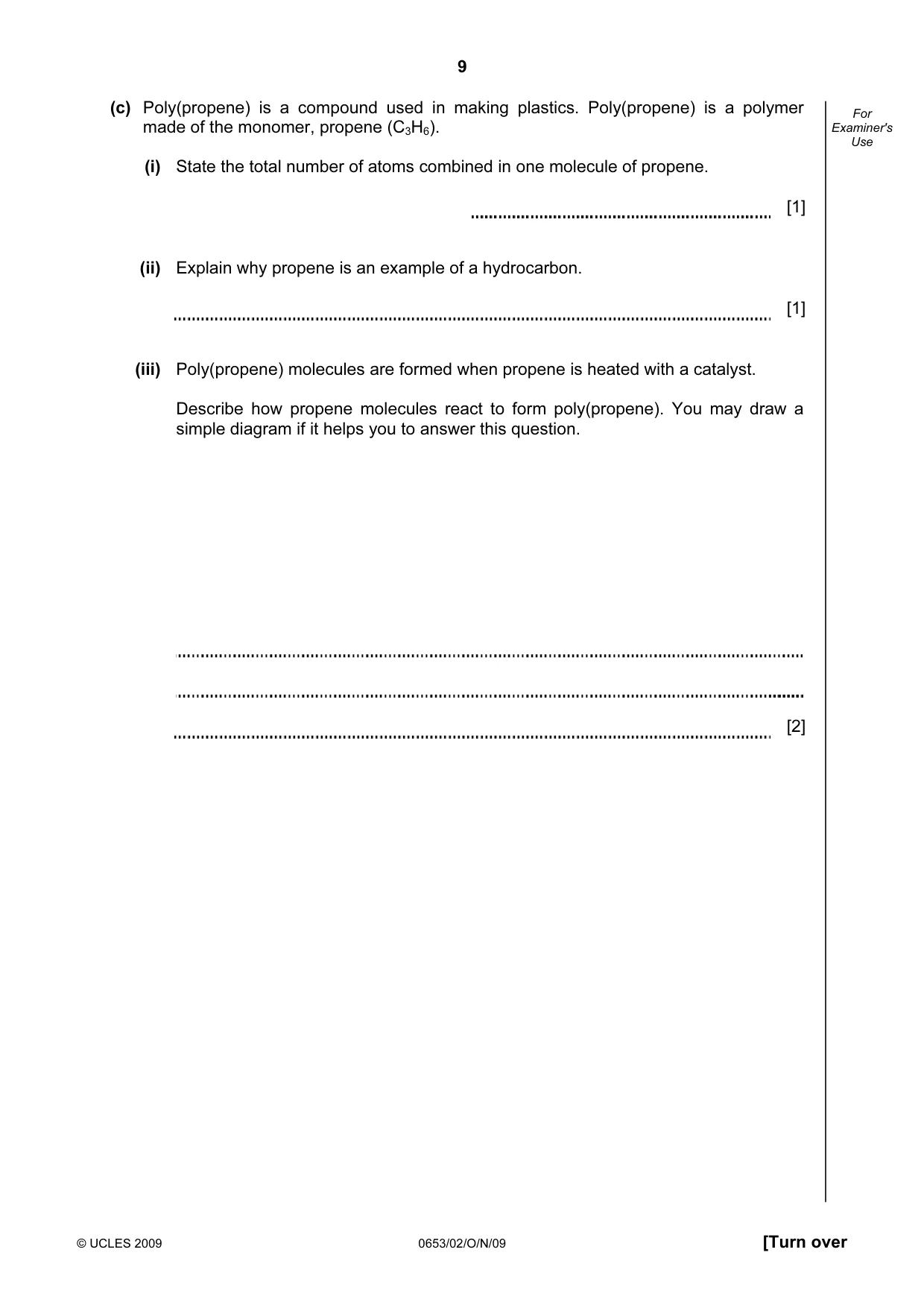 Cambridge IGCSE Science - Combined 0653 2009 Oct/Nov Paper 2 · Variant 1 question paper, page 9 of 20