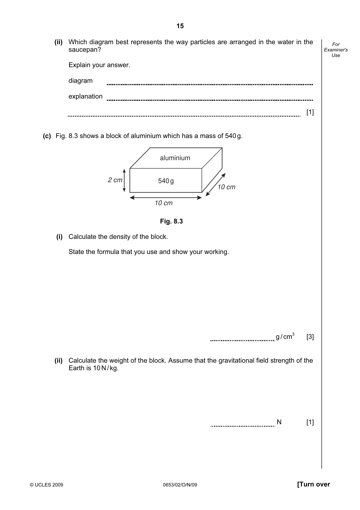 Cambridge IGCSE Science - Combined 0653 2009 Oct/Nov Paper 2 · Variant 1 question paper, page 15 of 20