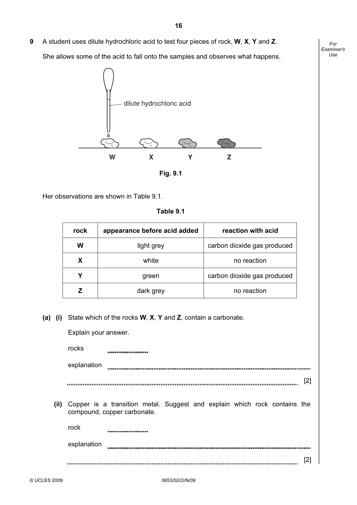 Cambridge IGCSE Science - Combined 0653 2009 Oct/Nov Paper 2 · Variant 1 question paper, page 16 of 20