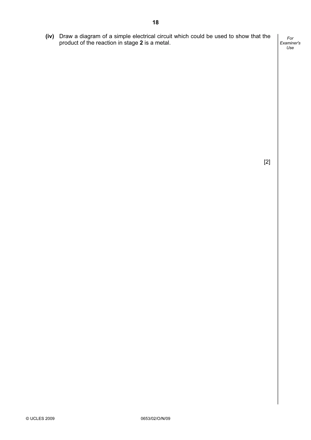 Cambridge IGCSE Science - Combined 0653 2009 Oct/Nov Paper 2 · Variant 1 question paper, page 18 of 20