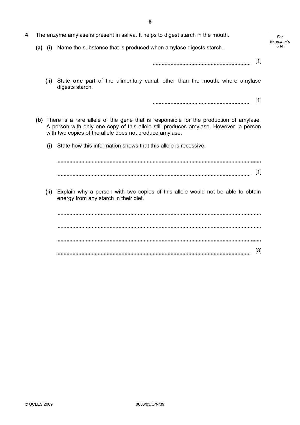 Cambridge IGCSE Science - Combined 0653 2009 Oct/Nov Paper 3 · Variant 1 question paper, page 8 of 20