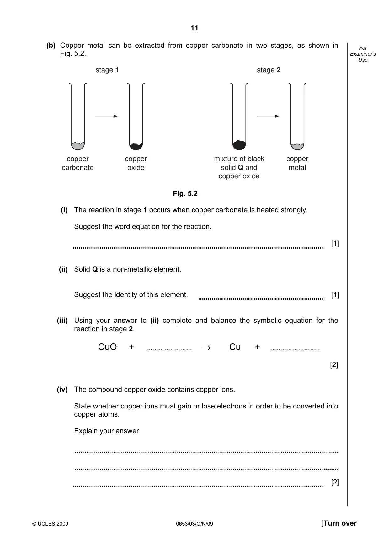 Cambridge IGCSE Science - Combined 0653 2009 Oct/Nov Paper 3 · Variant 1 question paper, page 11 of 20