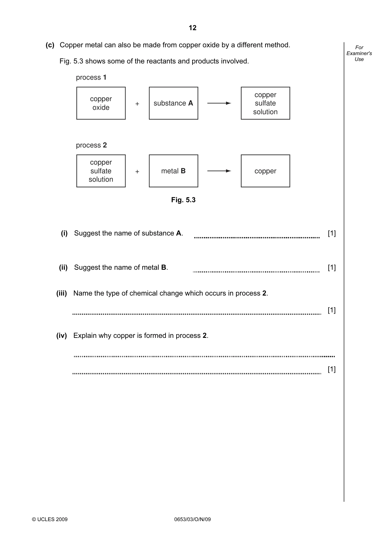 Cambridge IGCSE Science - Combined 0653 2009 Oct/Nov Paper 3 · Variant 1 question paper, page 12 of 20
