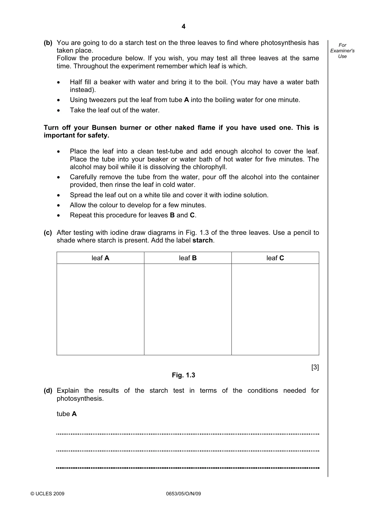 Cambridge IGCSE Science - Combined 0653 2009 Oct/Nov Paper 5 · Variant 1 question paper, page 4 of 12