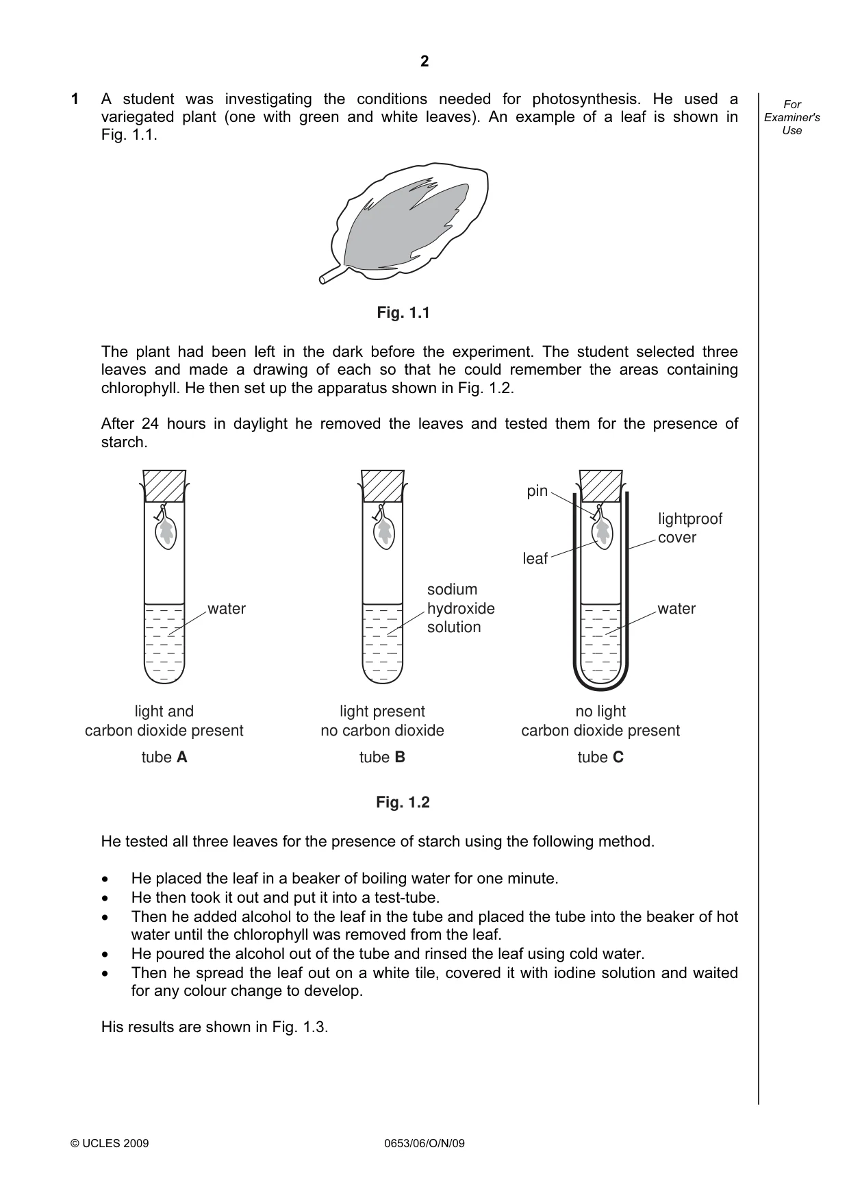 Cambridge IGCSE Science - Combined 0653 2009 Oct/Nov Paper 6 · Variant 1 question paper, page 2 of 20