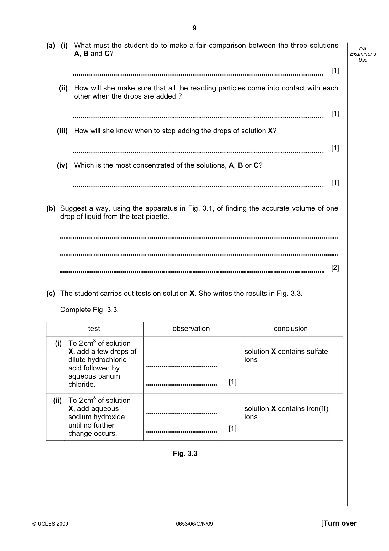 Cambridge IGCSE Science - Combined 0653 2009 Oct/Nov Paper 6 · Variant 1 question paper, page 9 of 20