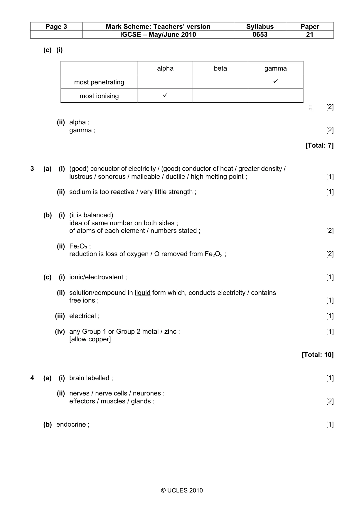 Mark scheme, page 3 of 6