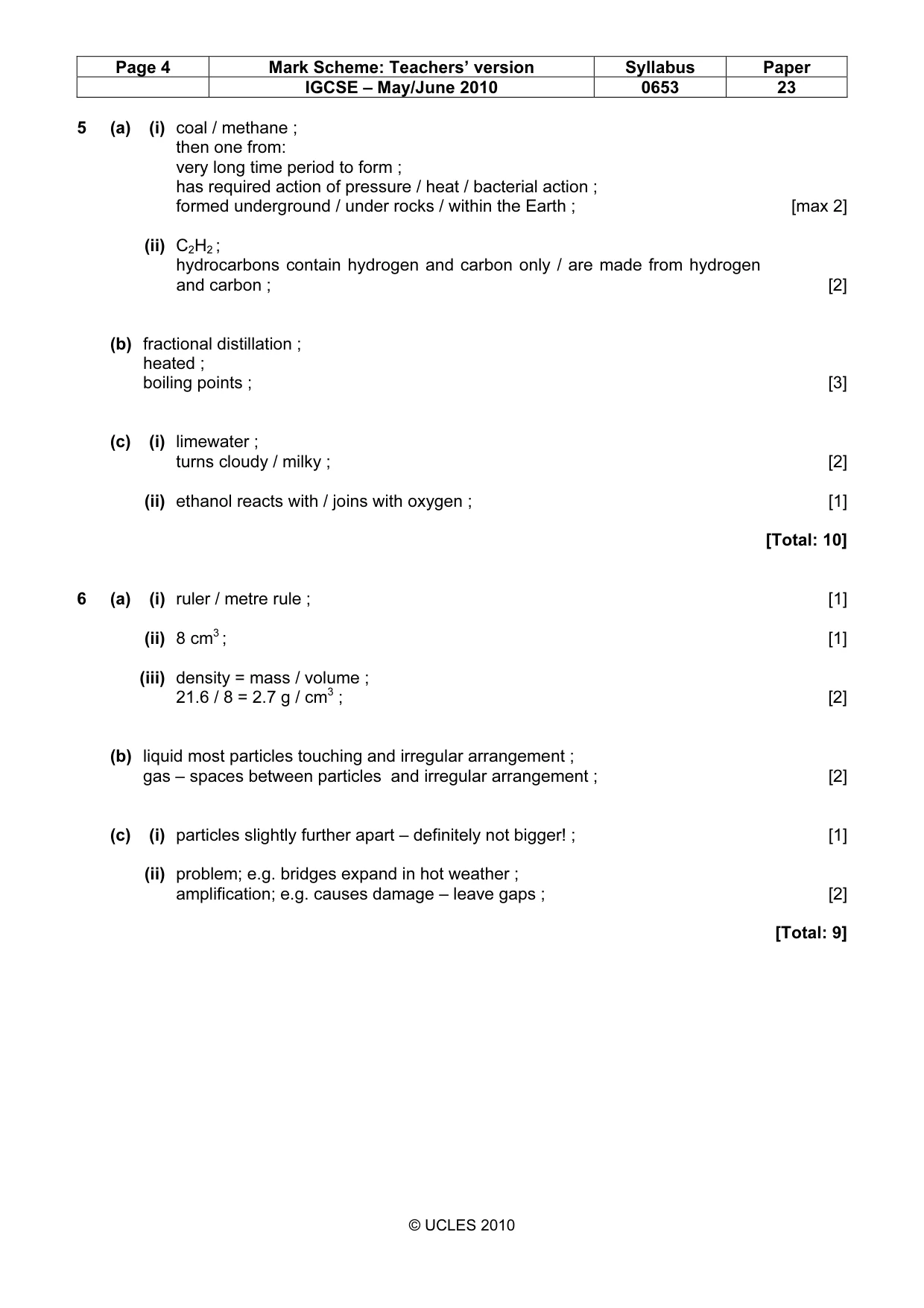 Mark scheme, page 4 of 5