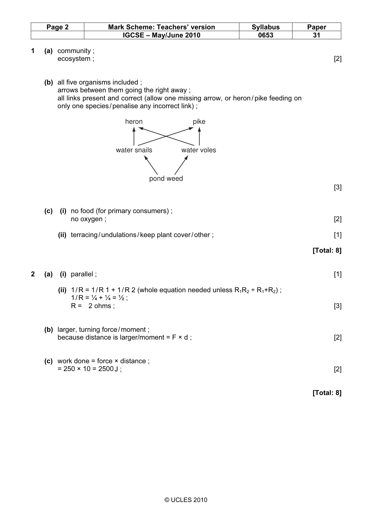 Mark scheme, page 2 of 6