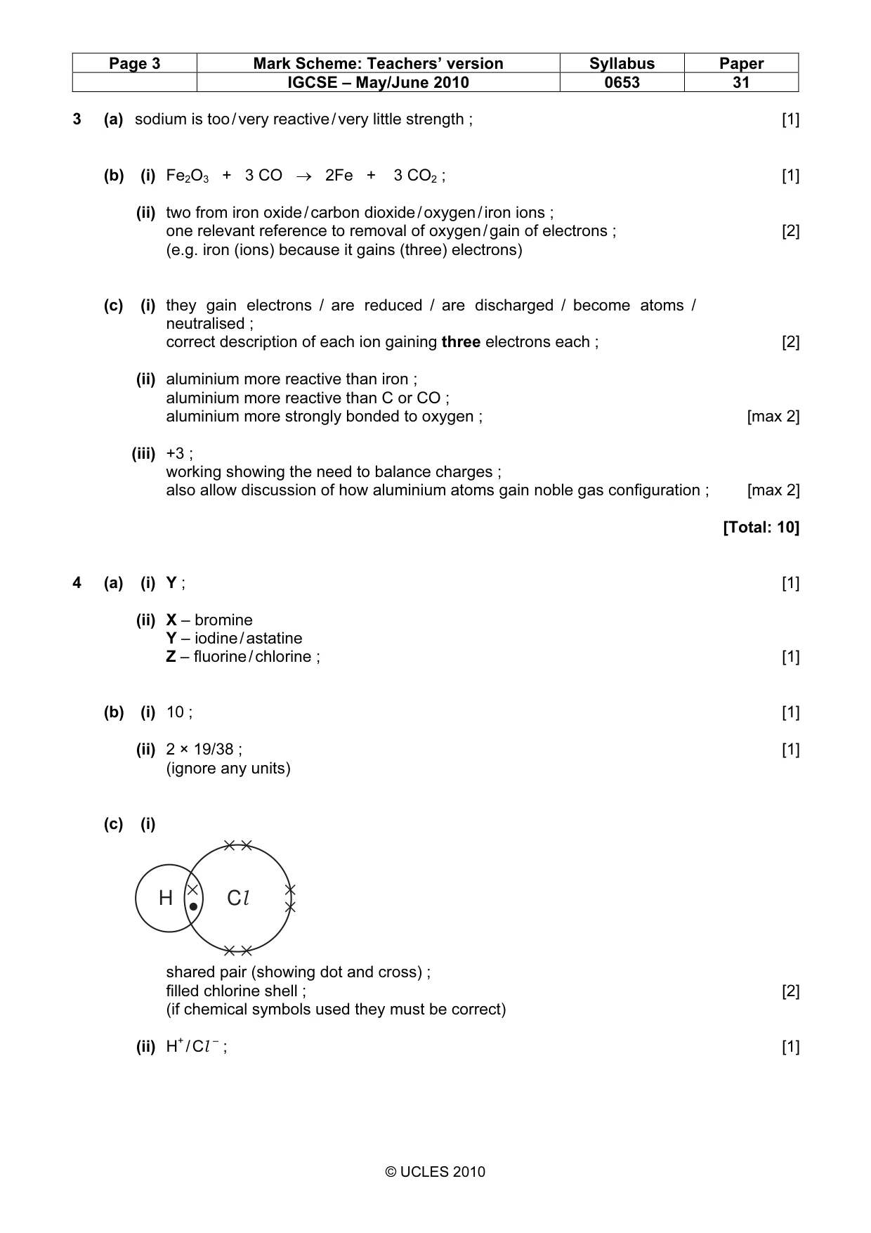 Mark scheme, page 3 of 6