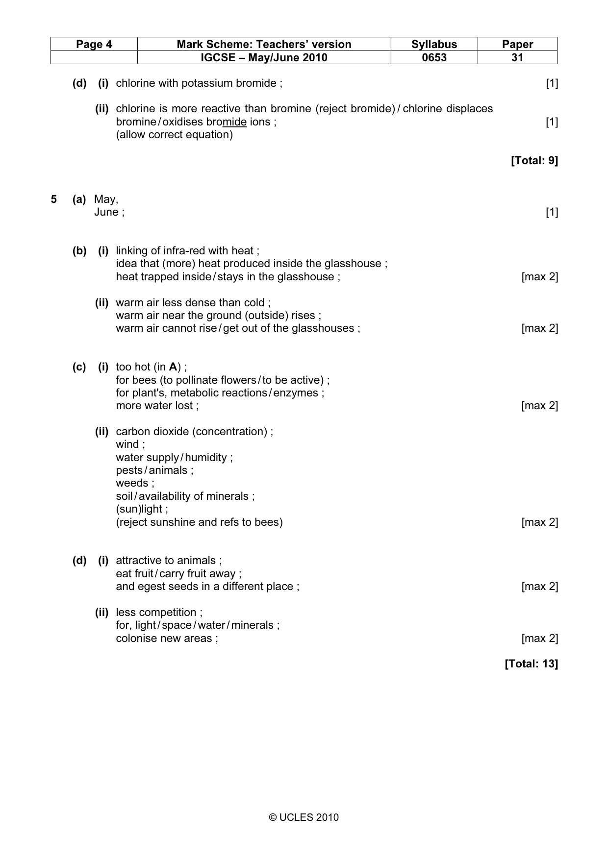 Mark scheme, page 4 of 6