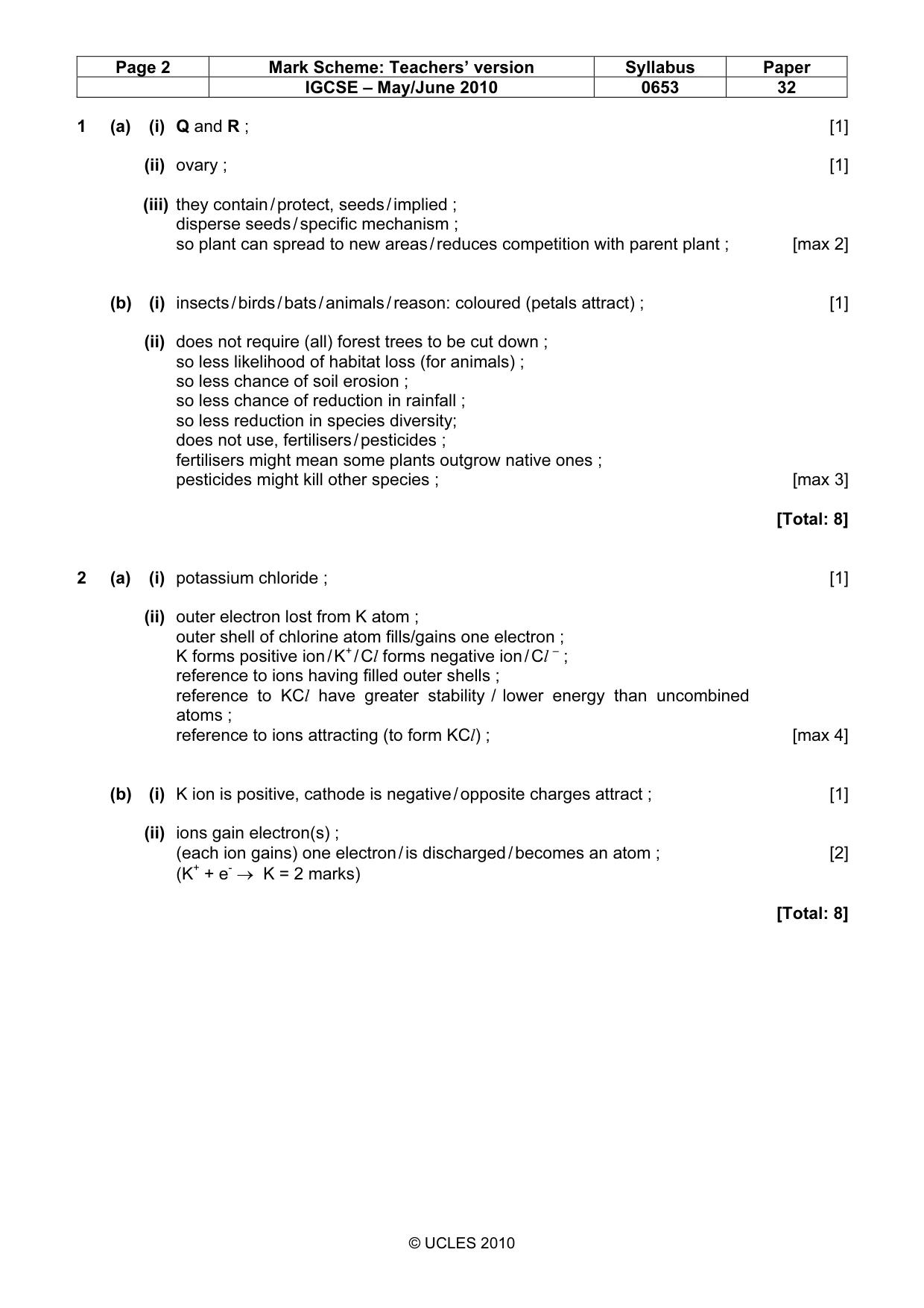 Mark scheme, page 2 of 7