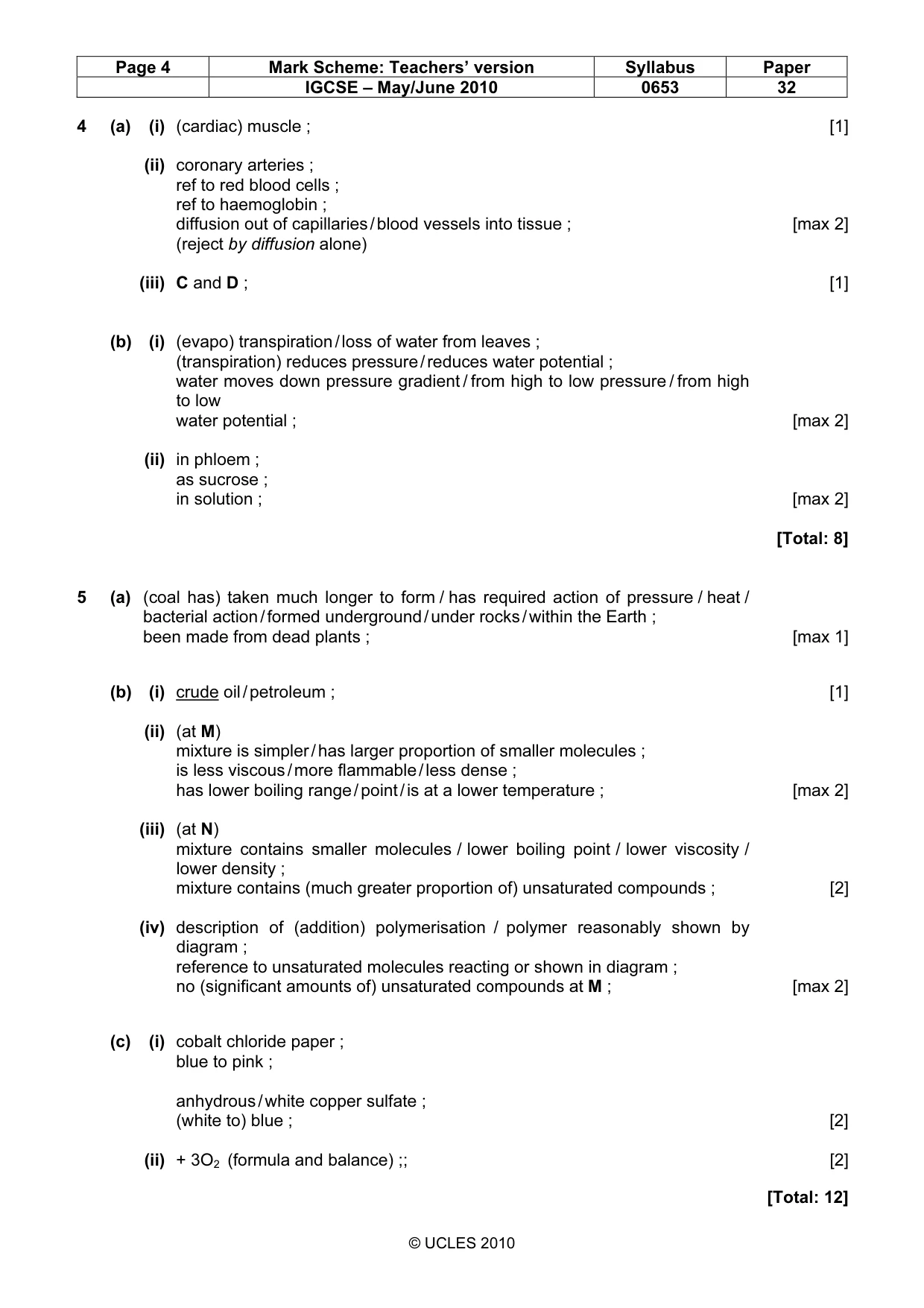 Mark scheme, page 4 of 7
