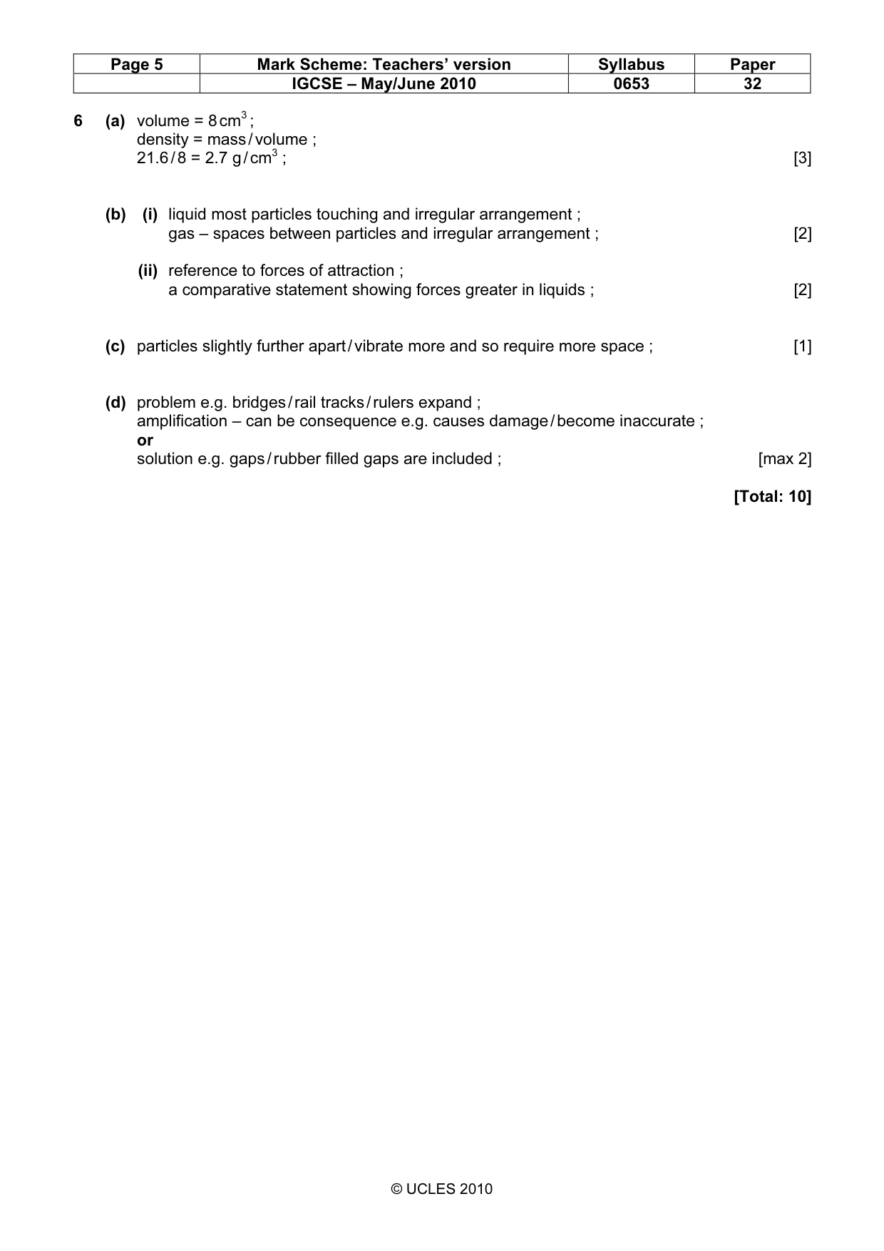 Mark scheme, page 5 of 7