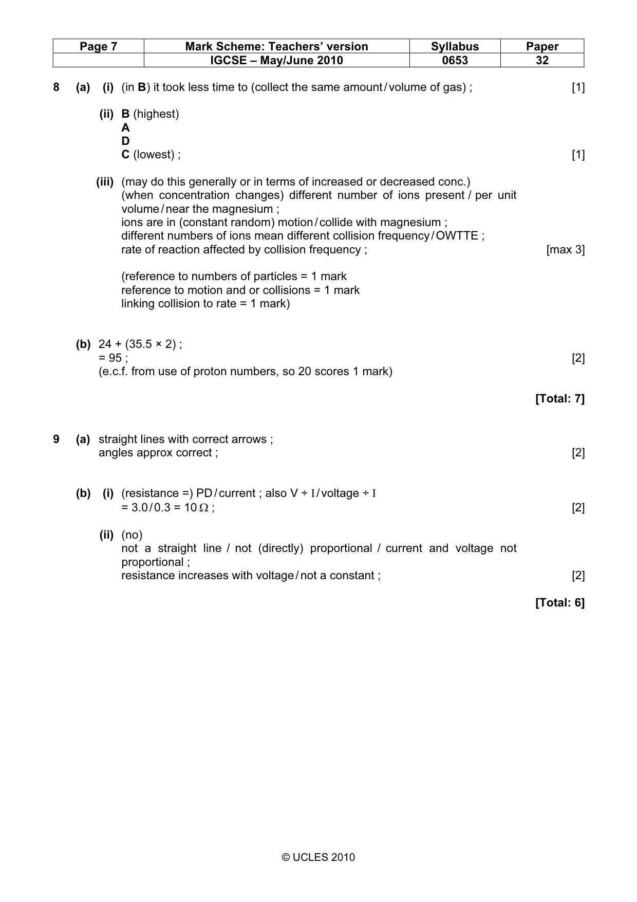 Mark scheme, page 7 of 7