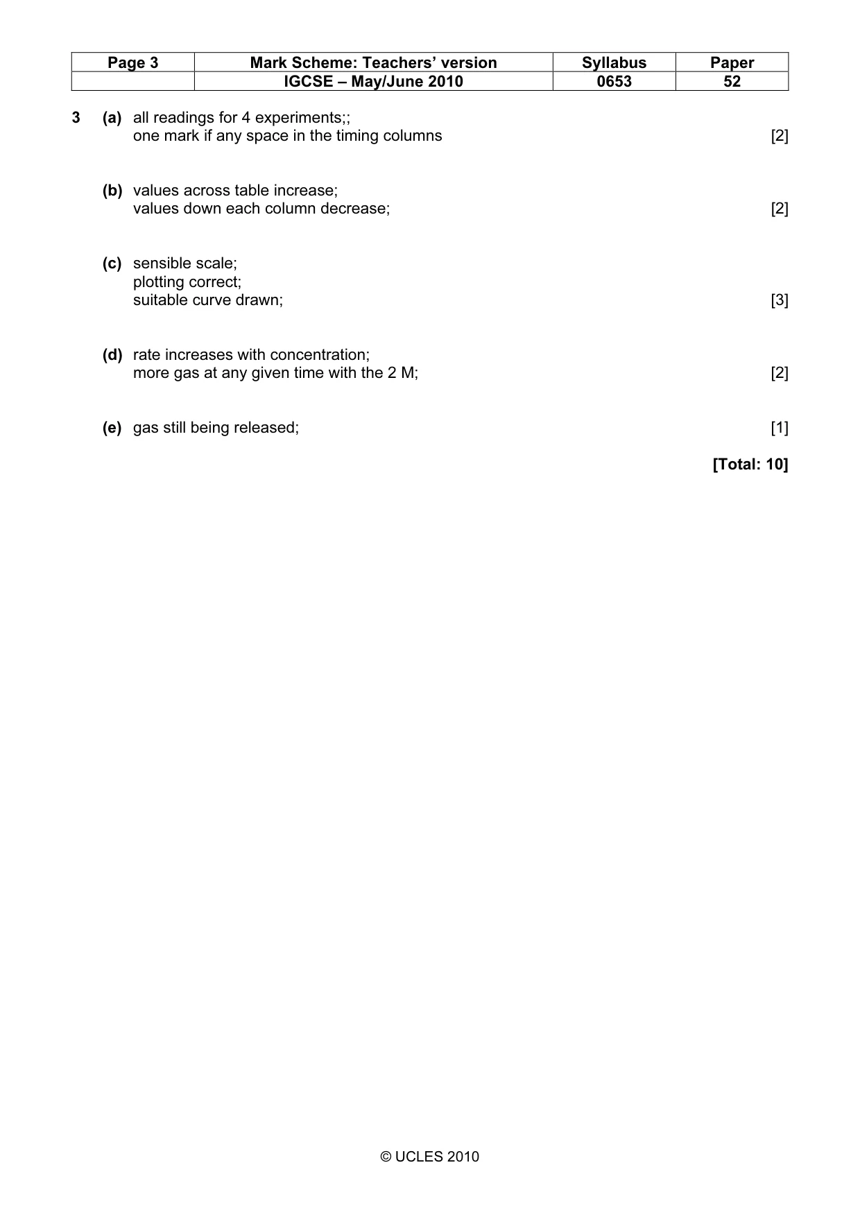 Mark scheme, page 3 of 3