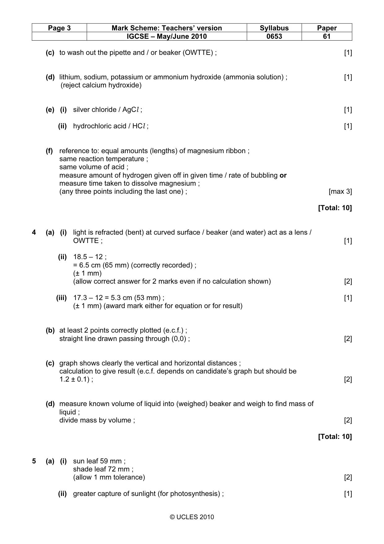 Mark scheme, page 3 of 4
