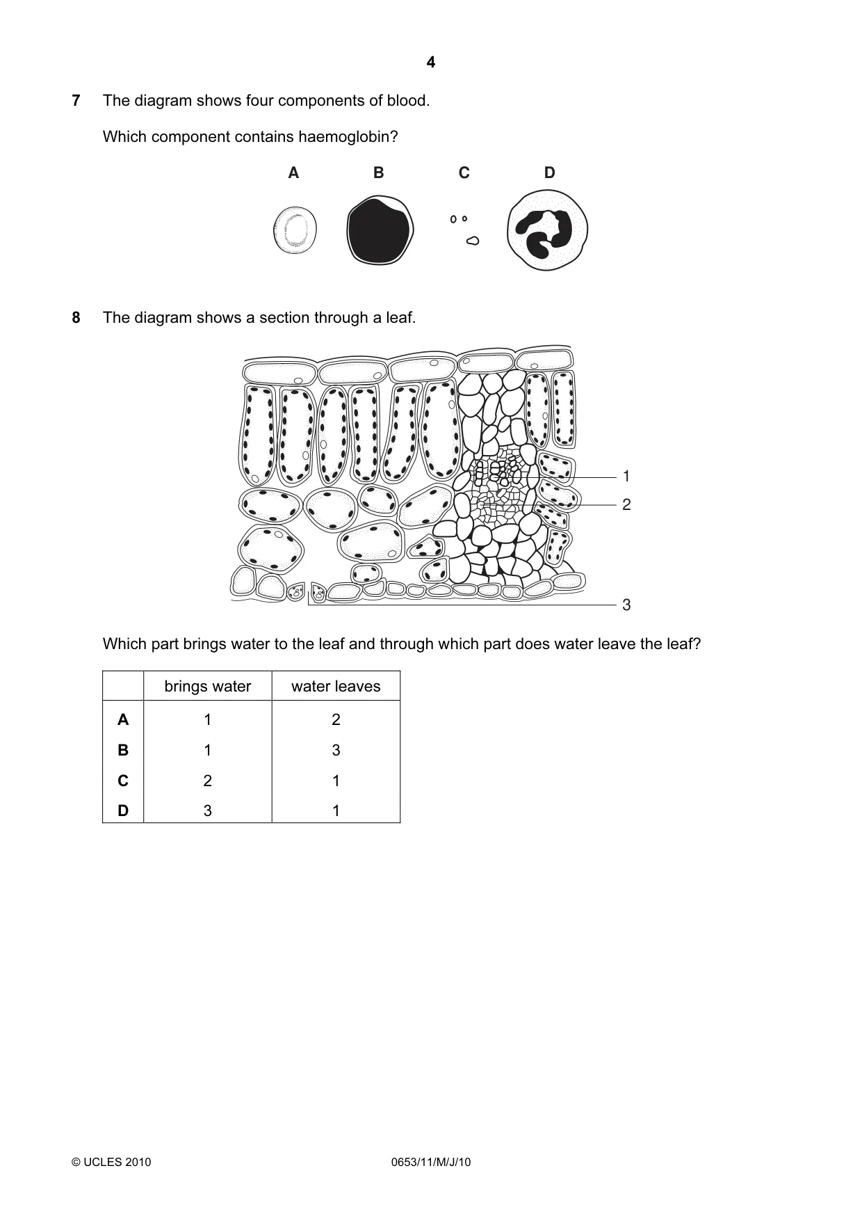 Cambridge IGCSE Science - Combined 0653 2010 May/June Paper 1 · Variant 1 question paper, page 4 of 20