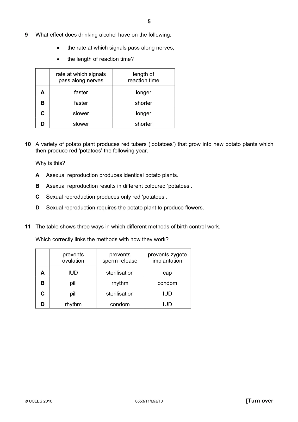 Cambridge IGCSE Science - Combined 0653 2010 May/June Paper 1 · Variant 1 question paper, page 5 of 20