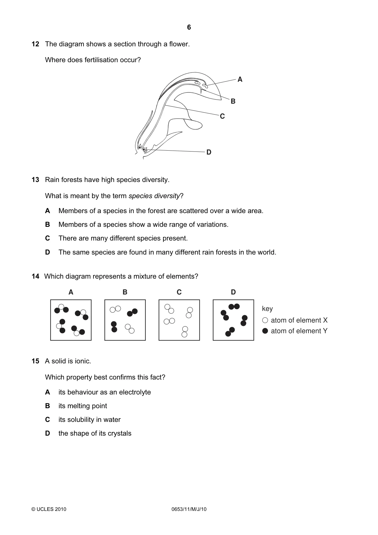 Cambridge IGCSE Science - Combined 0653 2010 May/June Paper 1 · Variant 1 question paper, page 6 of 20
