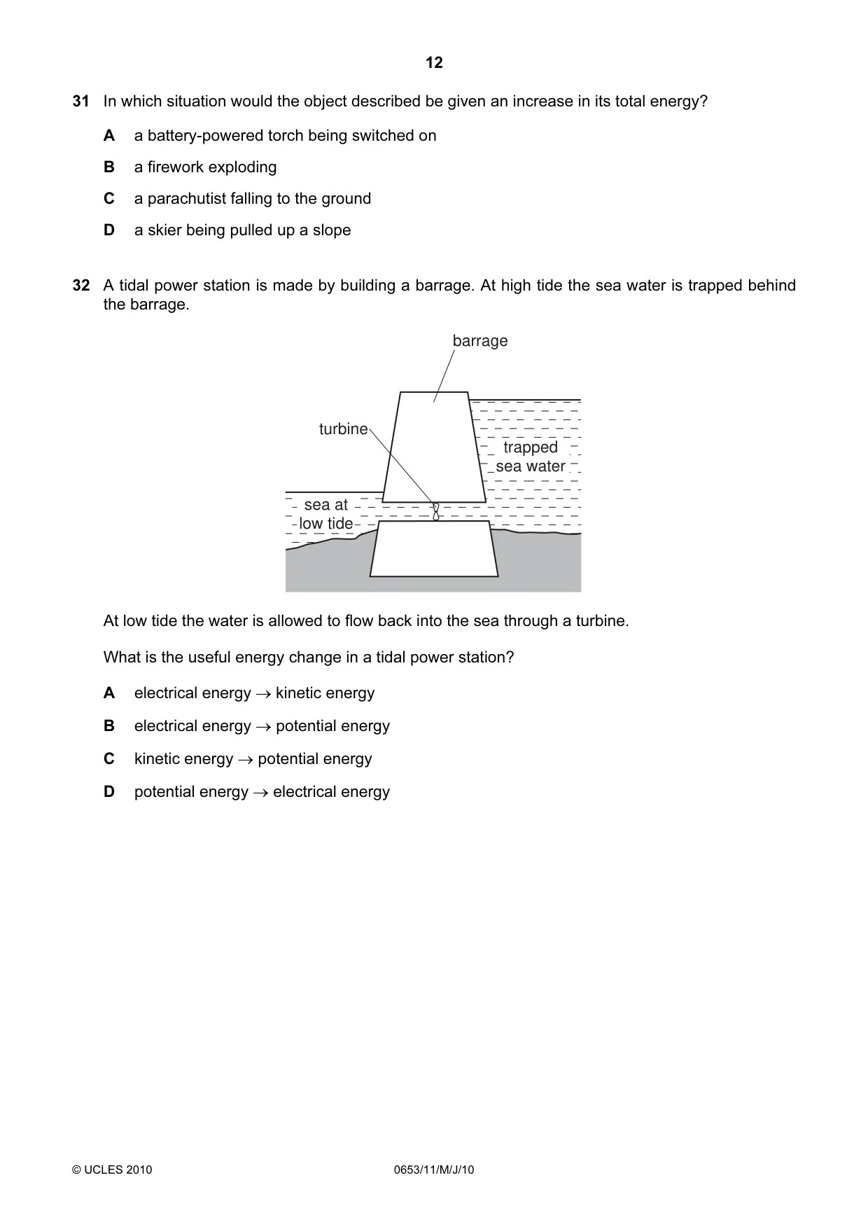 Cambridge IGCSE Science - Combined 0653 2010 May/June Paper 1 · Variant 1 question paper, page 12 of 20