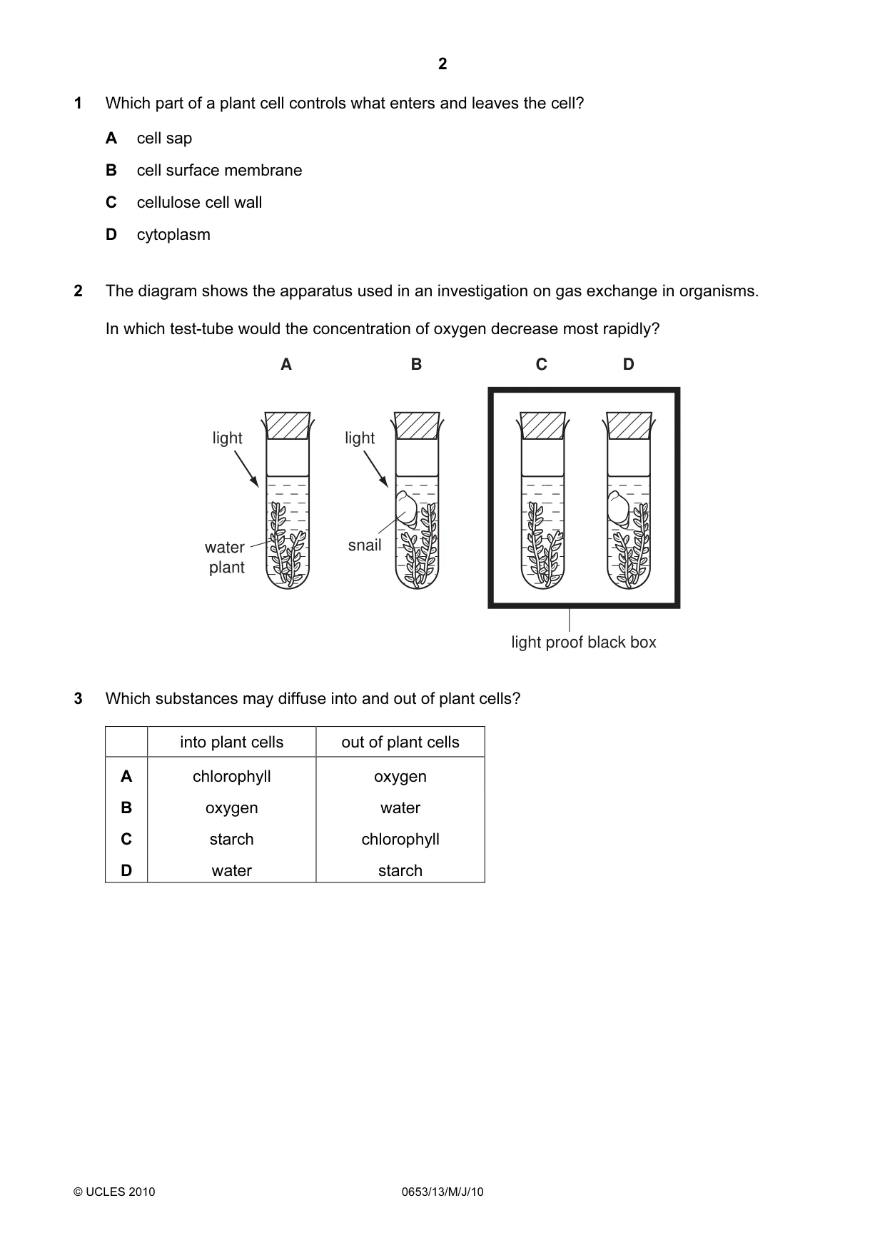 Cambridge IGCSE Science - Combined 0653 2010 May/June Paper 1 · Variant 3 question paper, page 2 of 16