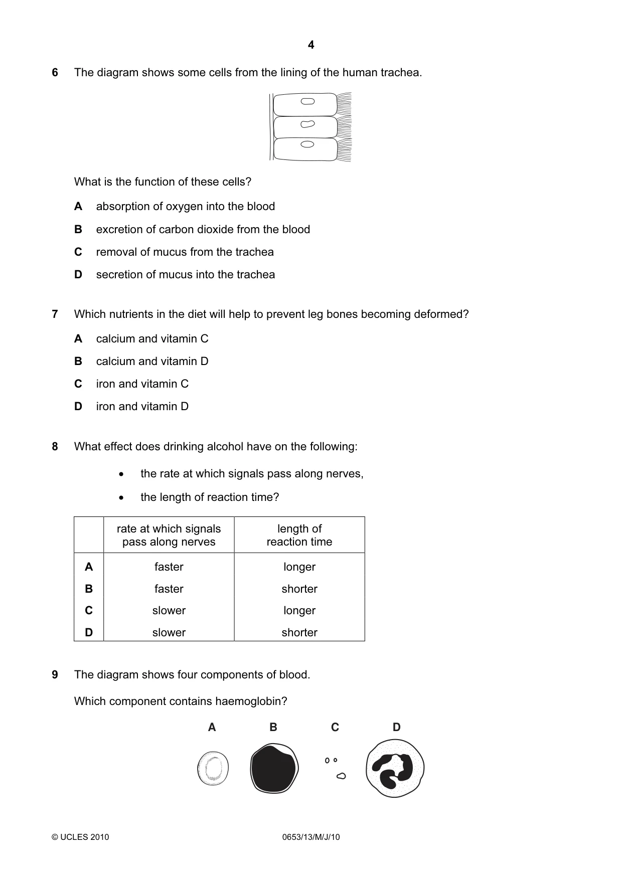 Cambridge IGCSE Science - Combined 0653 2010 May/June Paper 1 · Variant 3 question paper, page 4 of 16