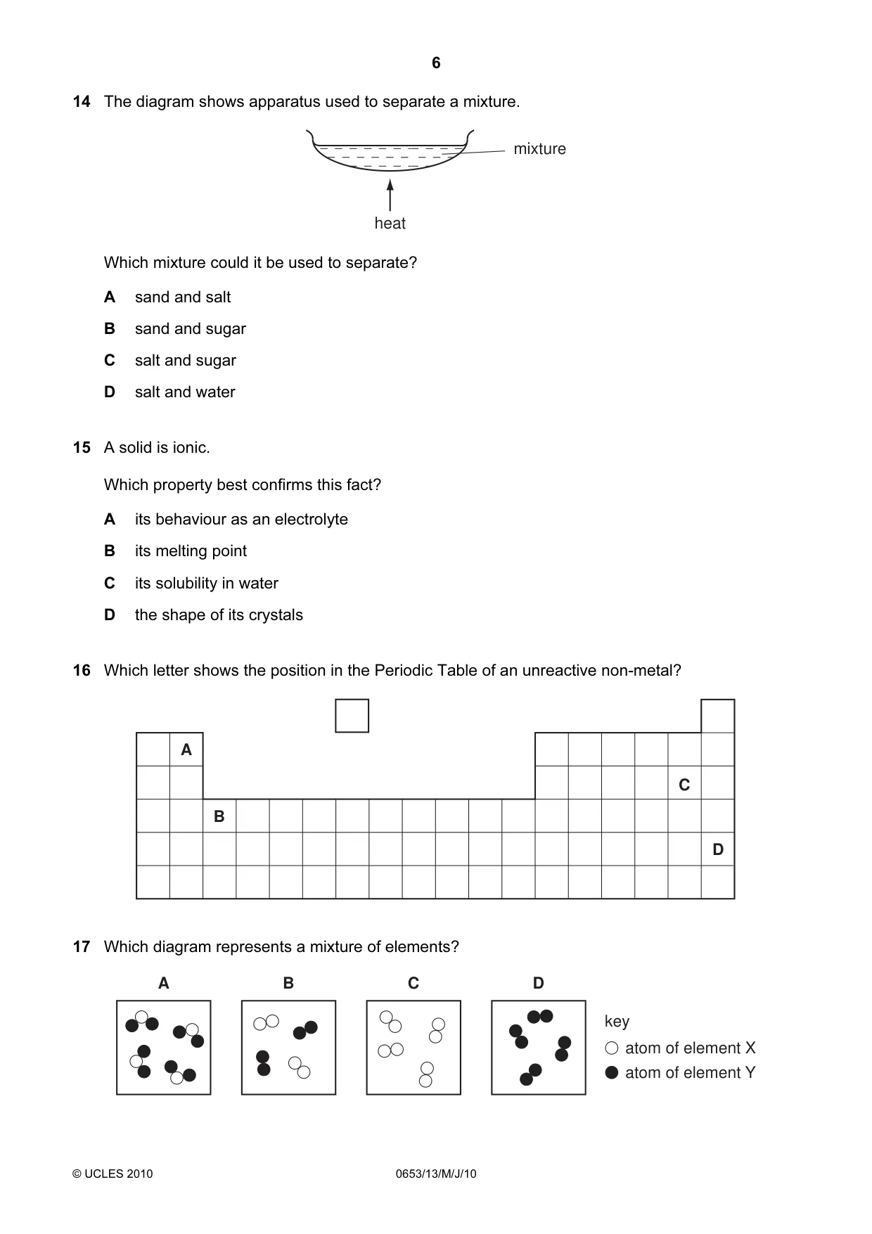 Cambridge IGCSE Science - Combined 0653 2010 May/June Paper 1 · Variant 3 question paper, page 6 of 16