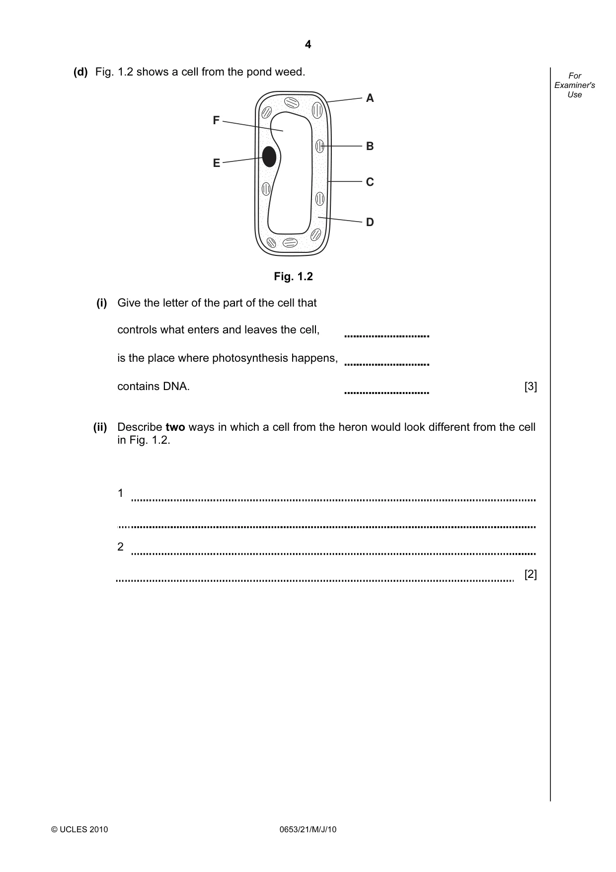 Cambridge IGCSE Science - Combined 0653 2010 May/June Paper 2 · Variant 1 question paper, page 4 of 24