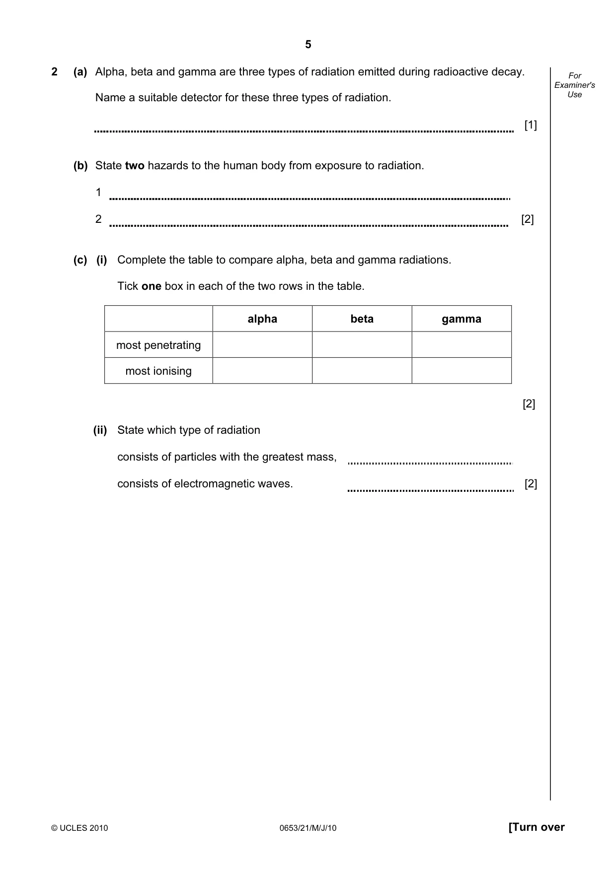 Cambridge IGCSE Science - Combined 0653 2010 May/June Paper 2 · Variant 1 question paper, page 5 of 24