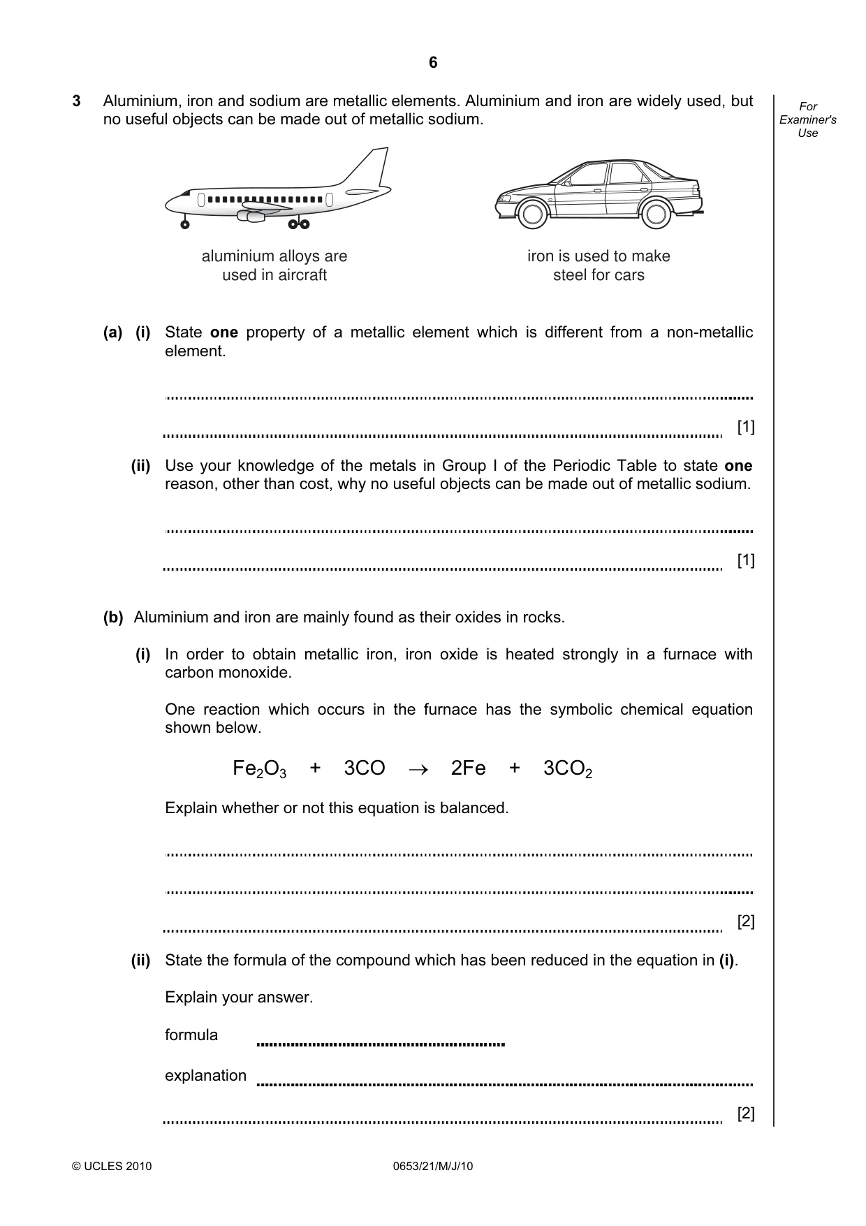 Cambridge IGCSE Science - Combined 0653 2010 May/June Paper 2 · Variant 1 question paper, page 6 of 24