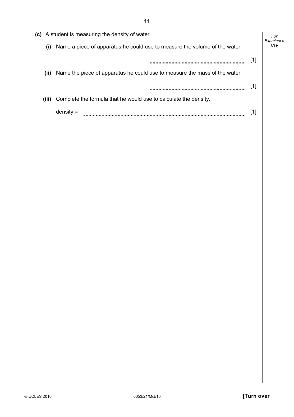 Cambridge IGCSE Science - Combined 0653 2010 May/June Paper 2 · Variant 1 question paper, page 11 of 24