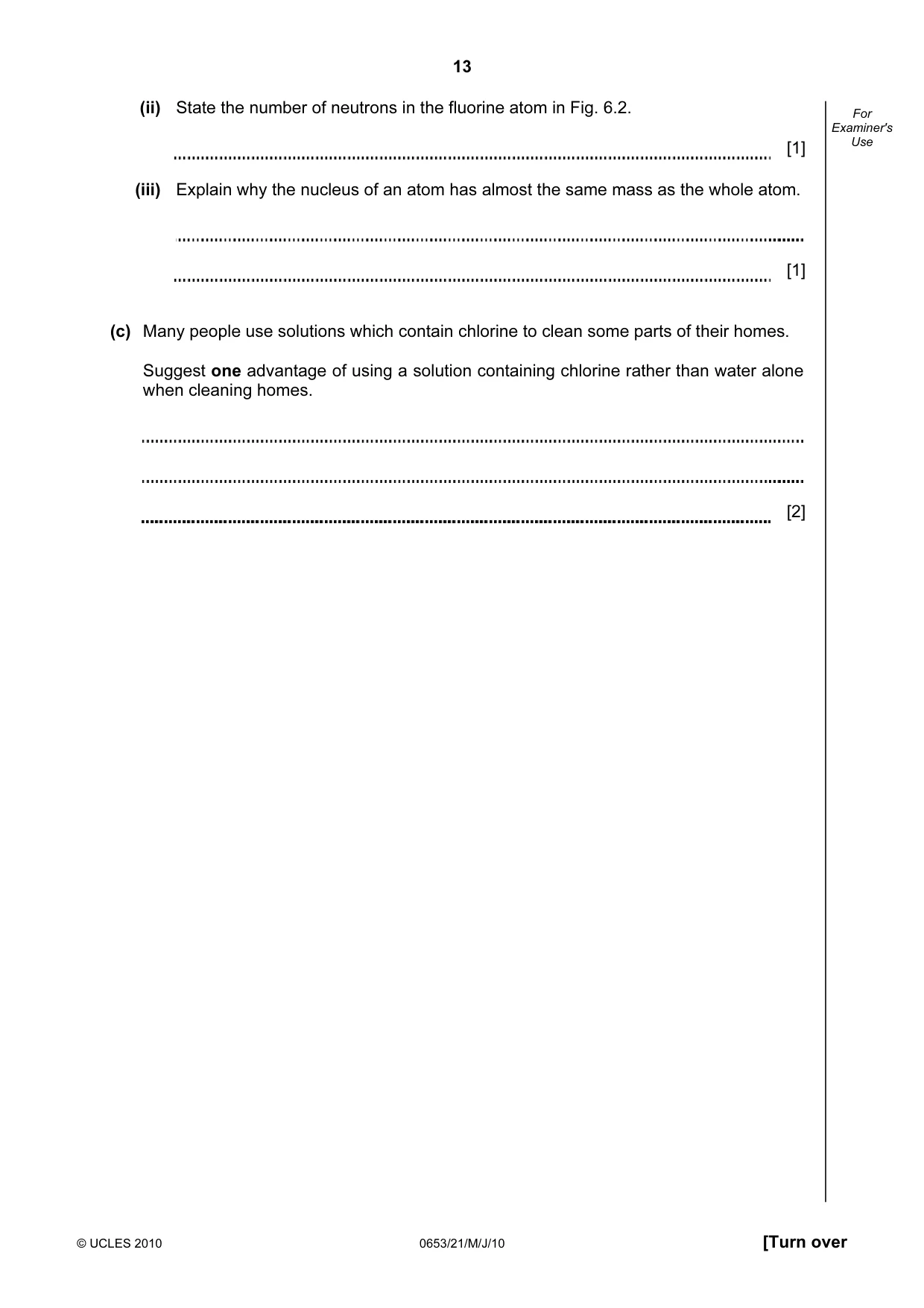 Cambridge IGCSE Science - Combined 0653 2010 May/June Paper 2 · Variant 1 question paper, page 13 of 24