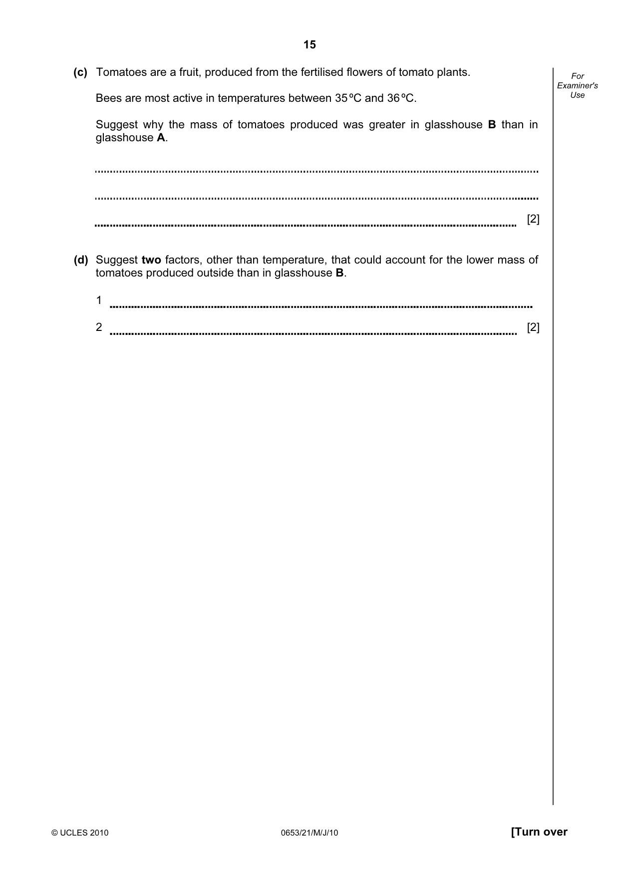 Cambridge IGCSE Science - Combined 0653 2010 May/June Paper 2 · Variant 1 question paper, page 15 of 24