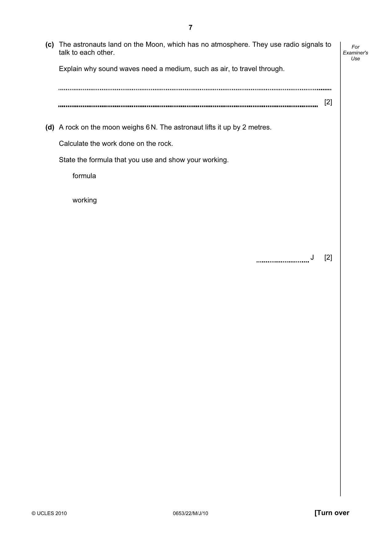 Cambridge IGCSE Science - Combined 0653 2010 May/June Paper 2 · Variant 2 question paper, page 7 of 20