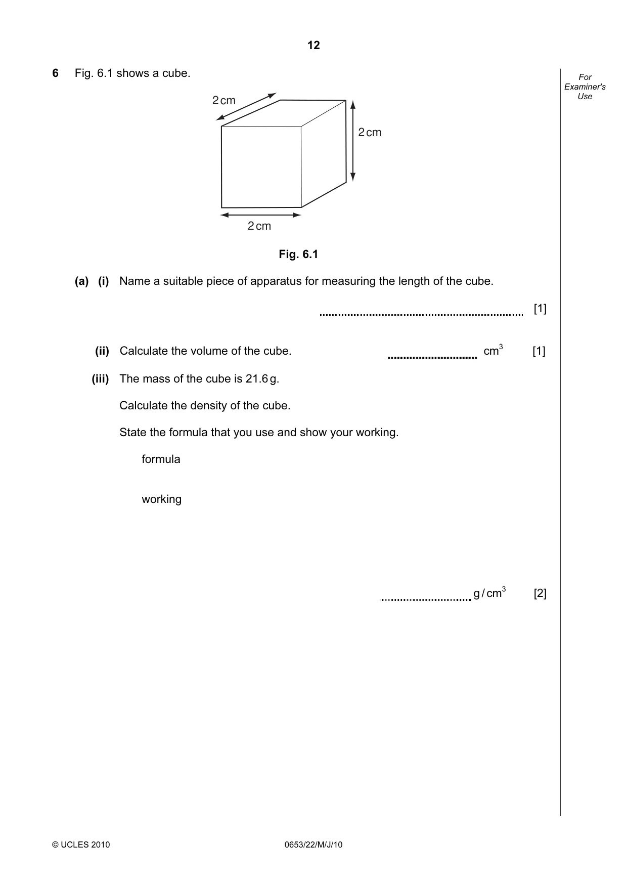 Cambridge IGCSE Science - Combined 0653 2010 May/June Paper 2 · Variant 2 question paper, page 12 of 20